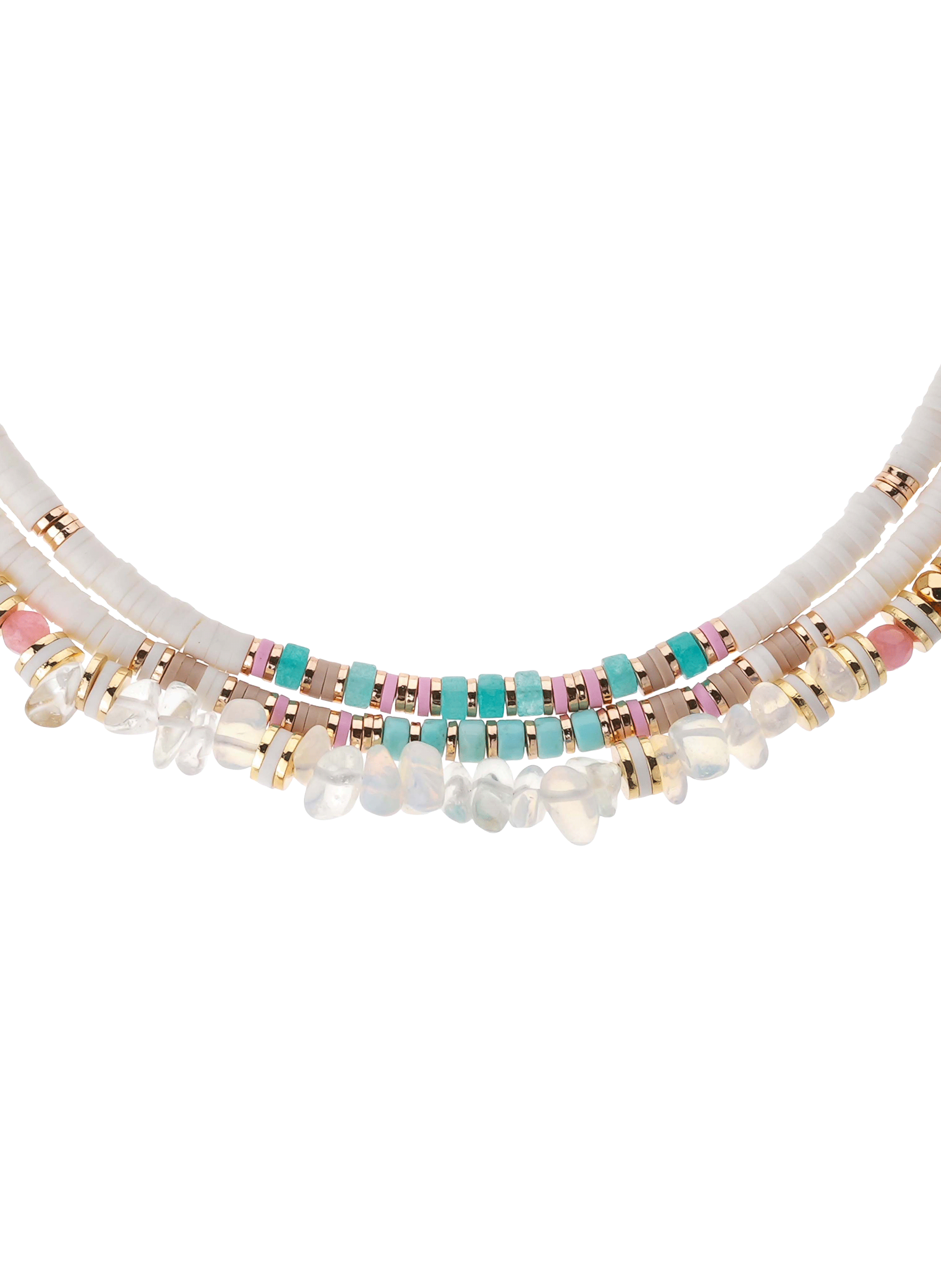 Multilayer necklace with pearls and sequins HIPANEMA White