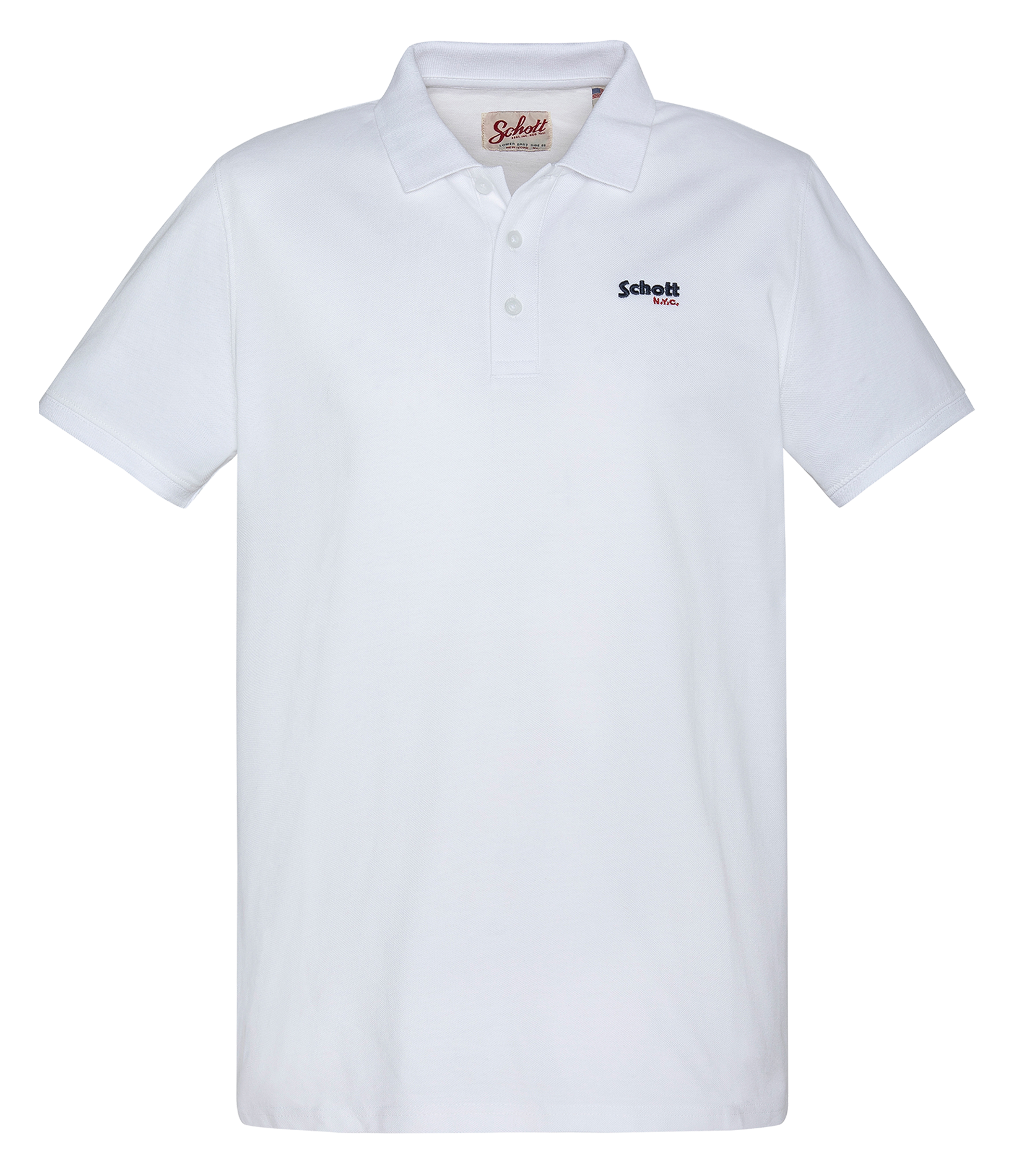 Polo droit en coton SCHOTT Blanc