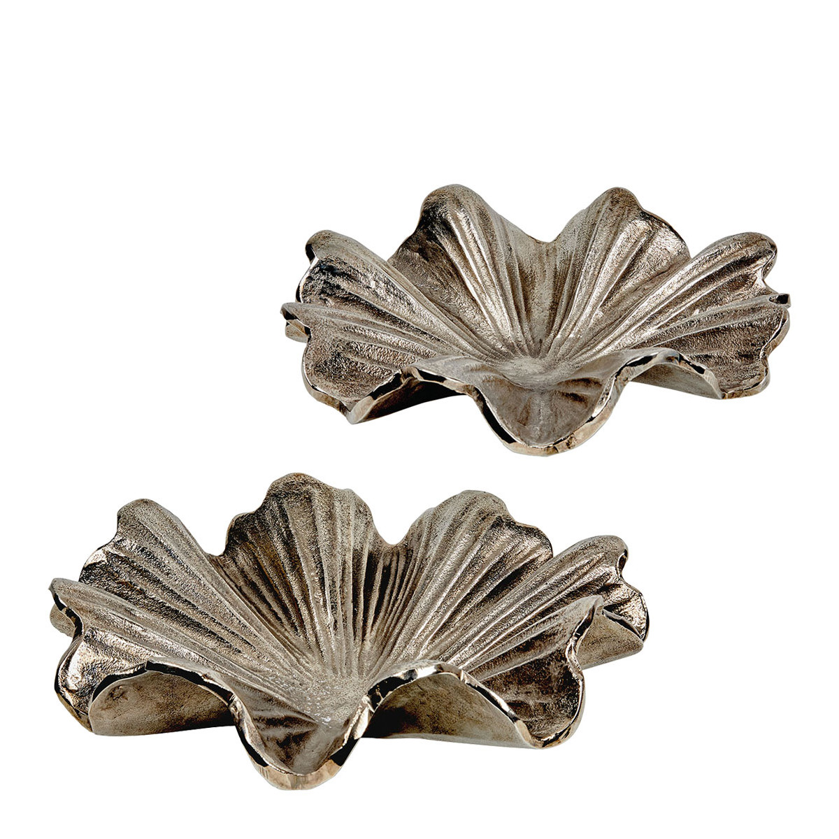 Set of 2 trays in metal with aged nickel finish BLANC D'IVOIRE Grey