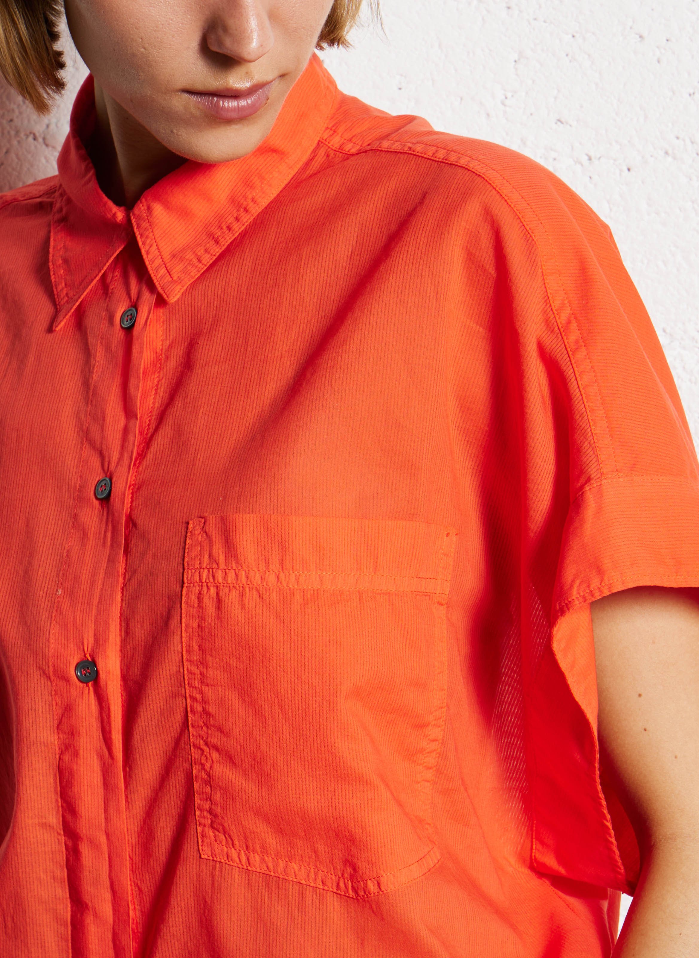 Chemise oversize rayée en coton POMANDERE Rouge