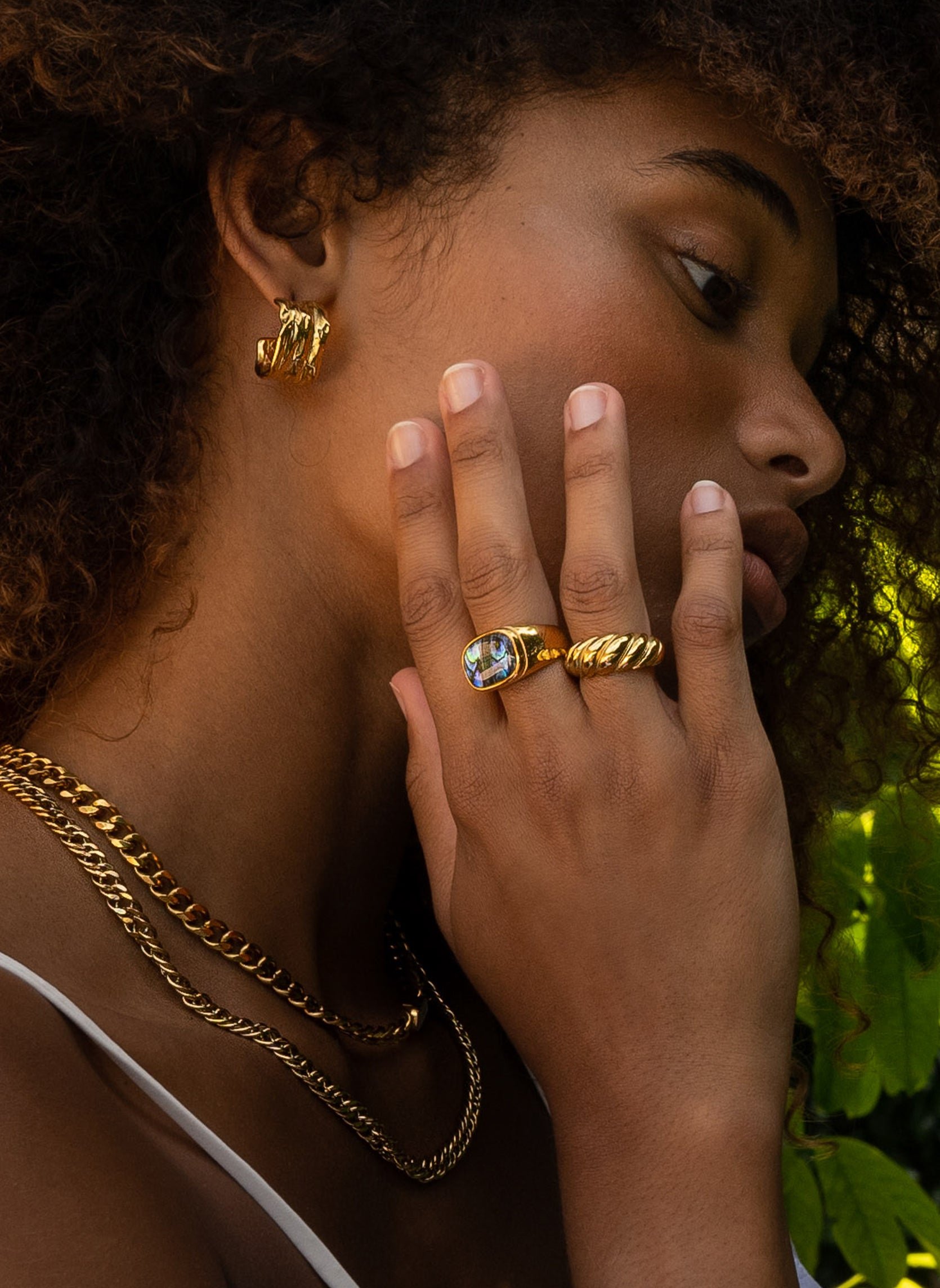 Wide Aquarius ring AEC Paris Golden