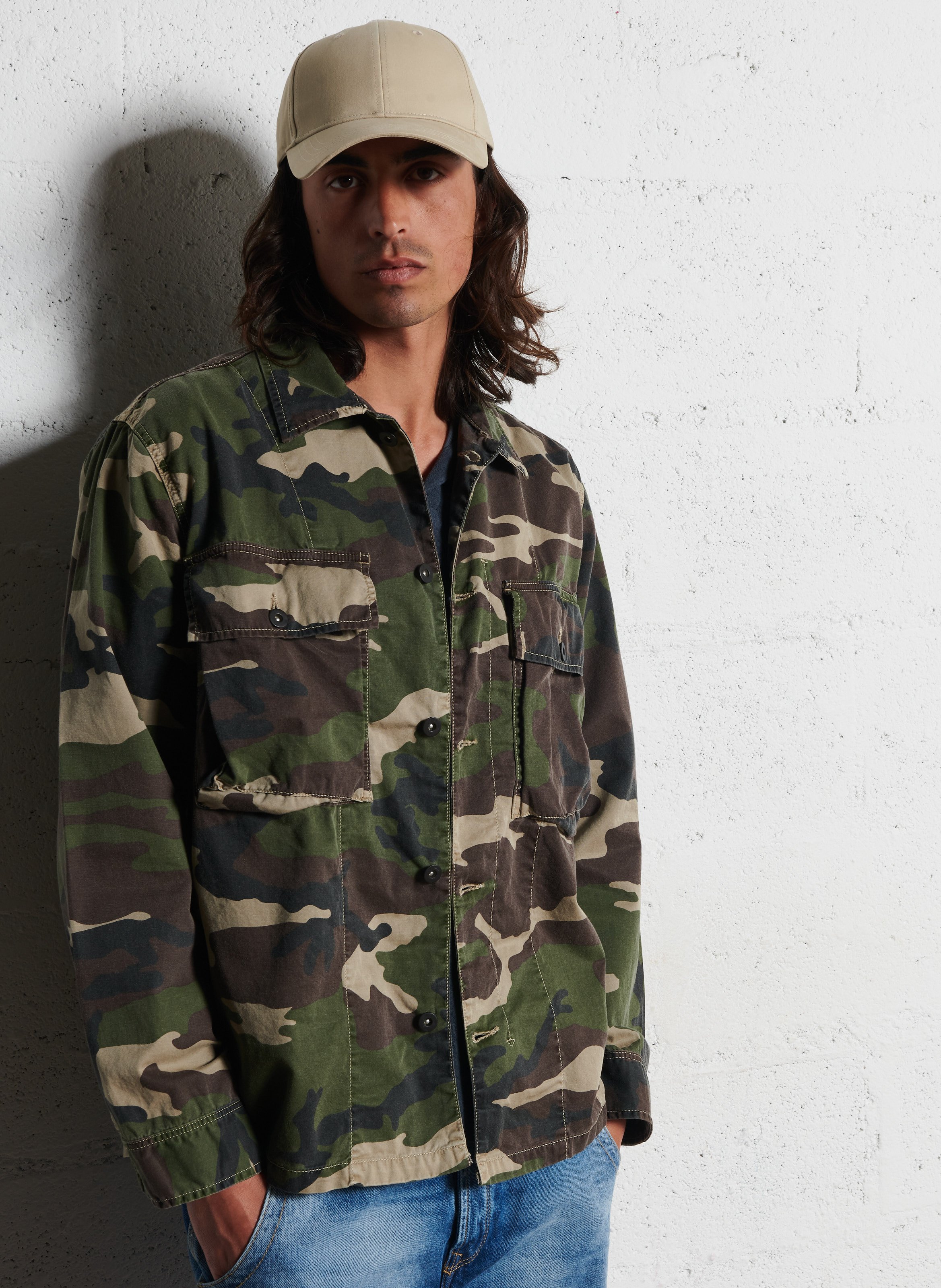 Military buttoned straight jacket HARTFORD Khaki