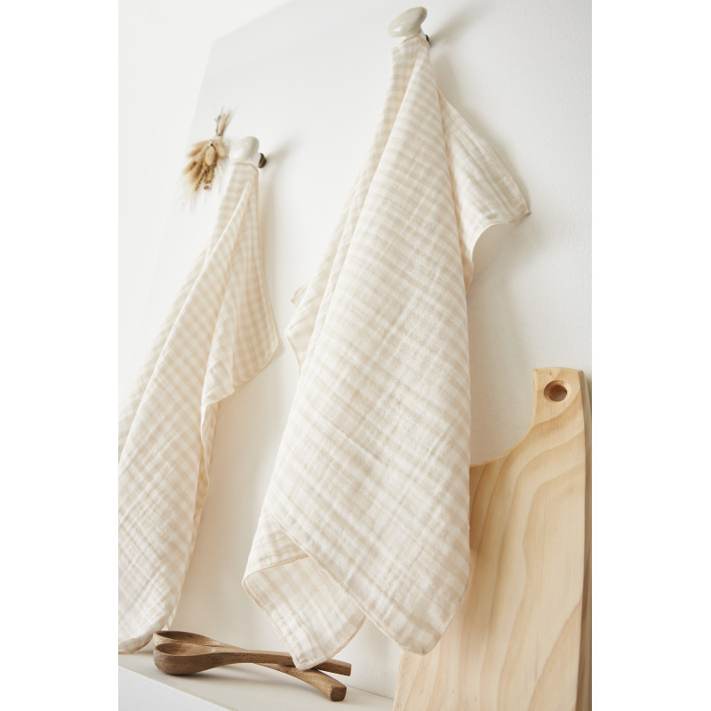 Set of 2 cotton muslin hand towels L'EFFET PAPILLON Multicolored