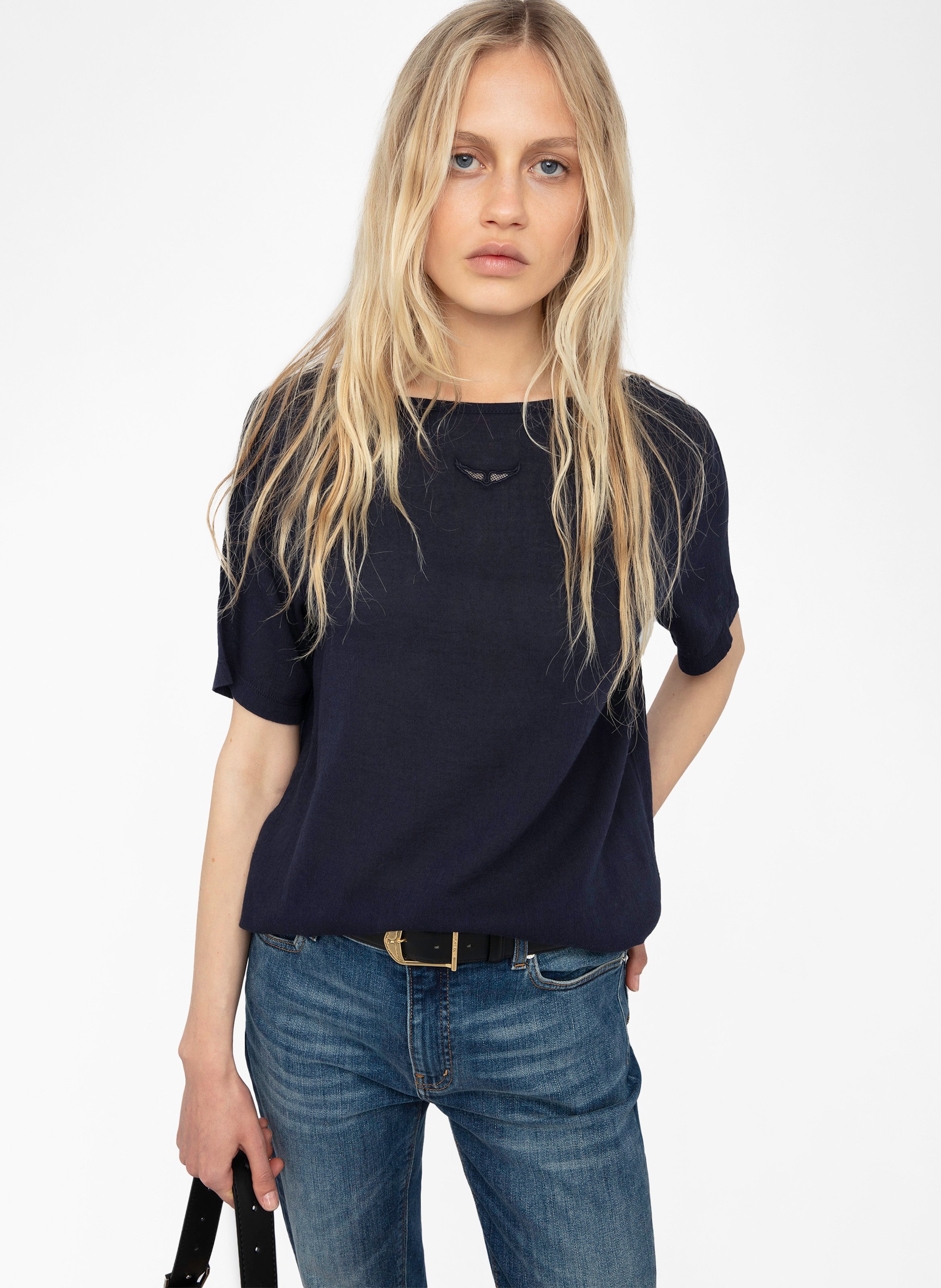 Tee-shirt col rond en coton mélangé ZADIG&VOLTAIRE Bleu