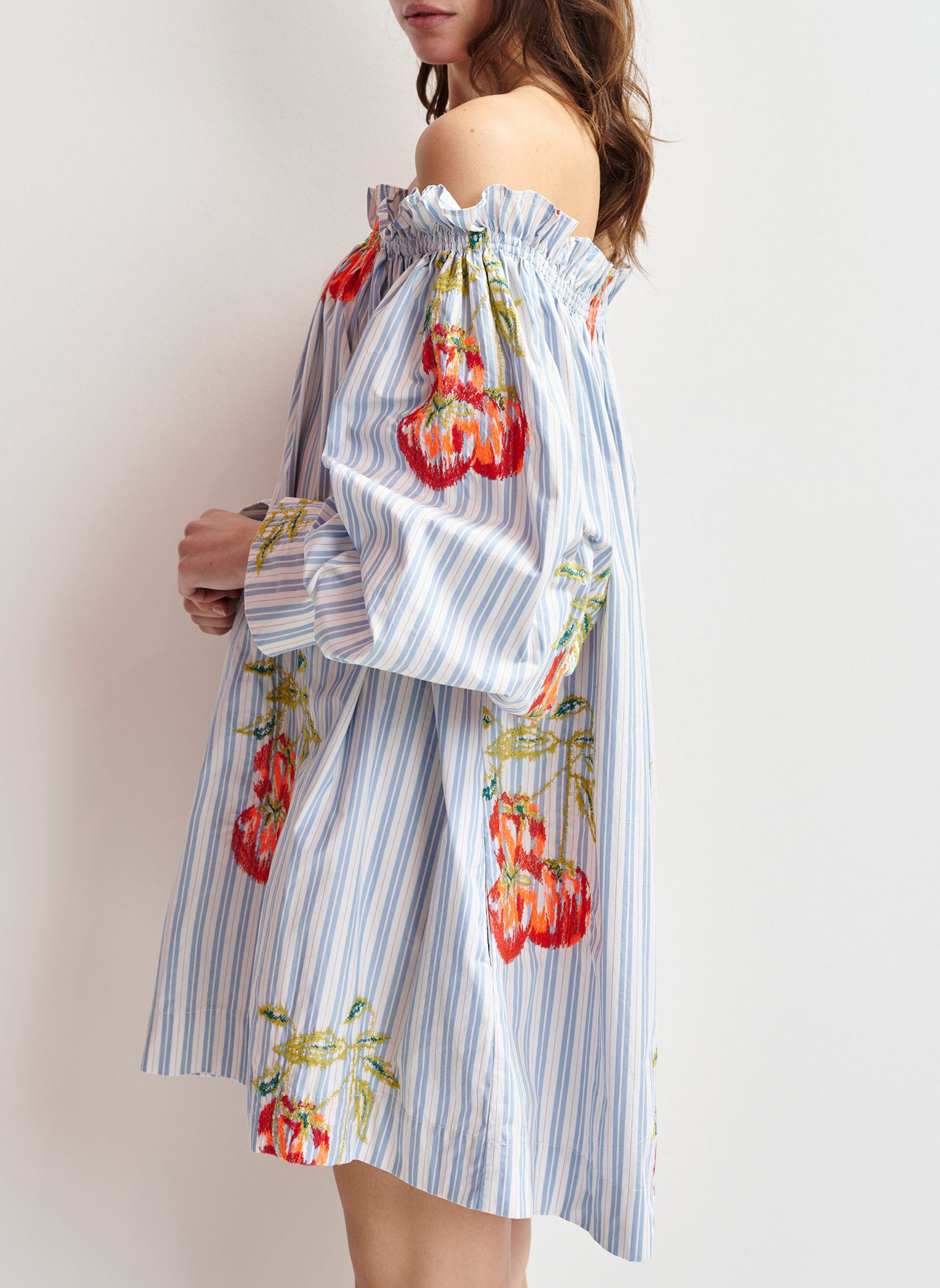 Robe courte épaules dénudées à rayures ESSENTIEL ANTWERP Bleu