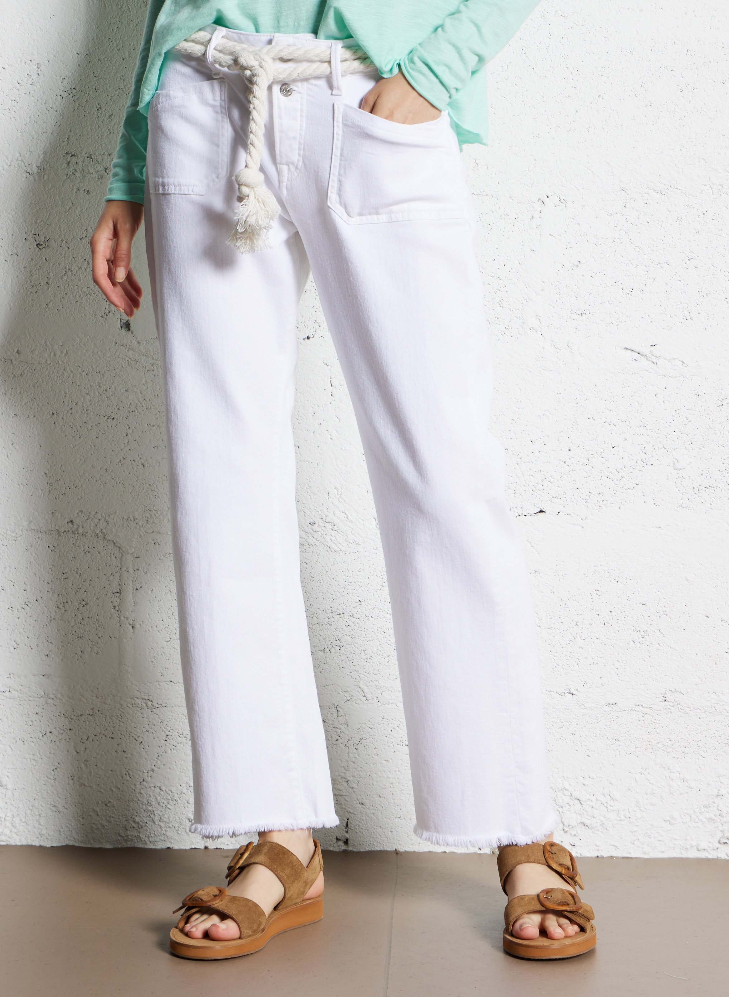 Cotton-blend straight jeans LE TEMPS DES CERISES White