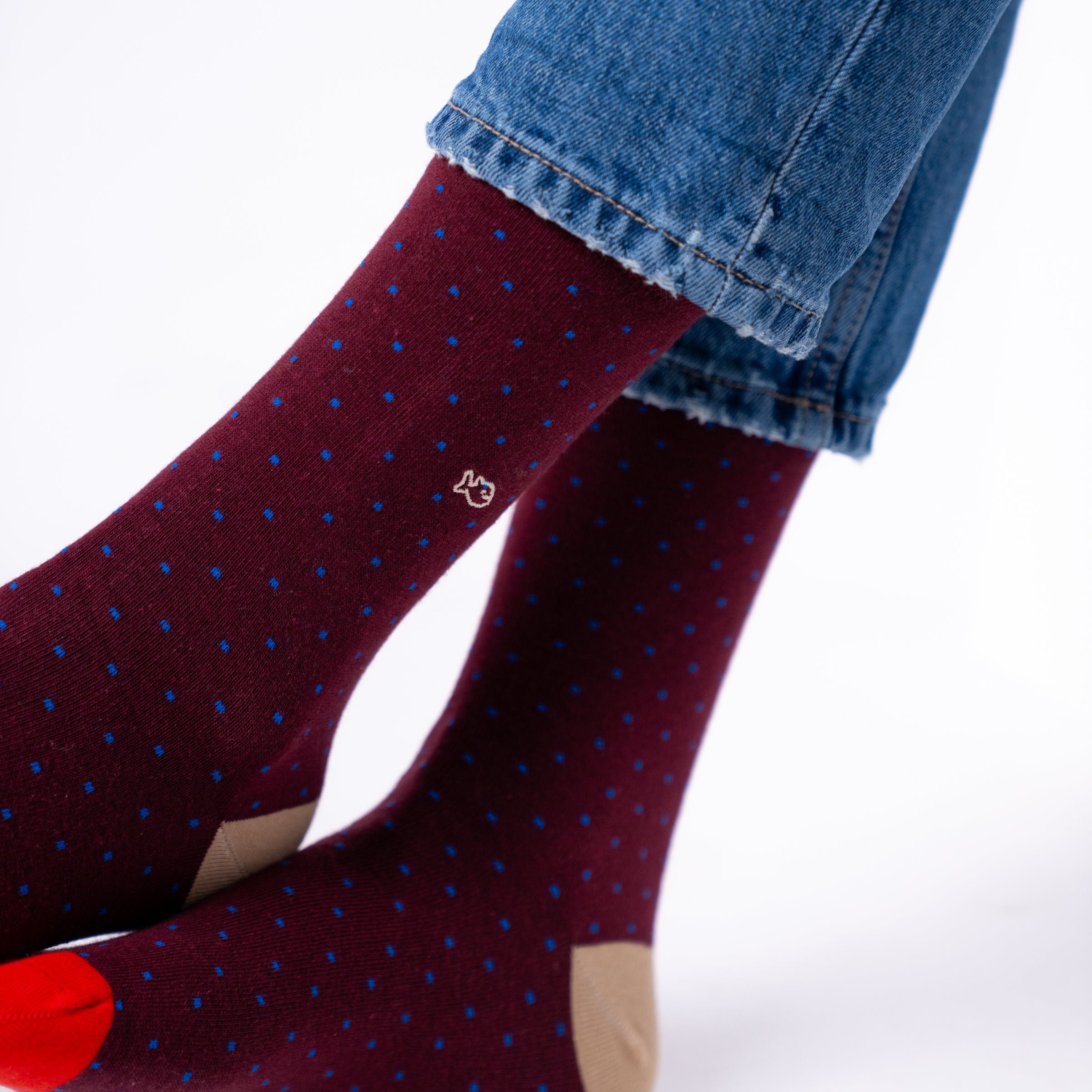 Combed cotton socks with polka dots BILLYBELT Red