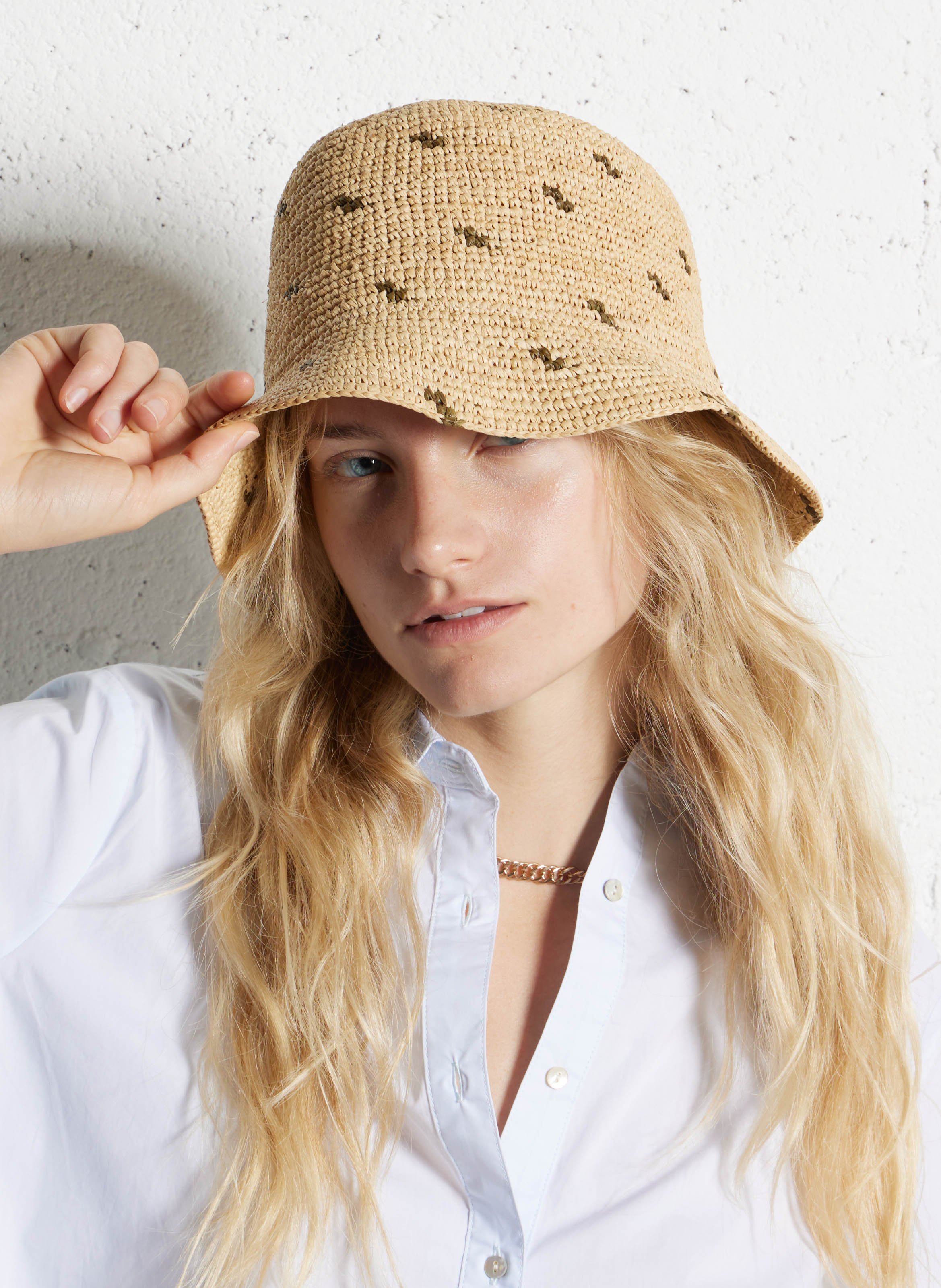 Adjustable jacquard raffia hat CAMALYA Beige