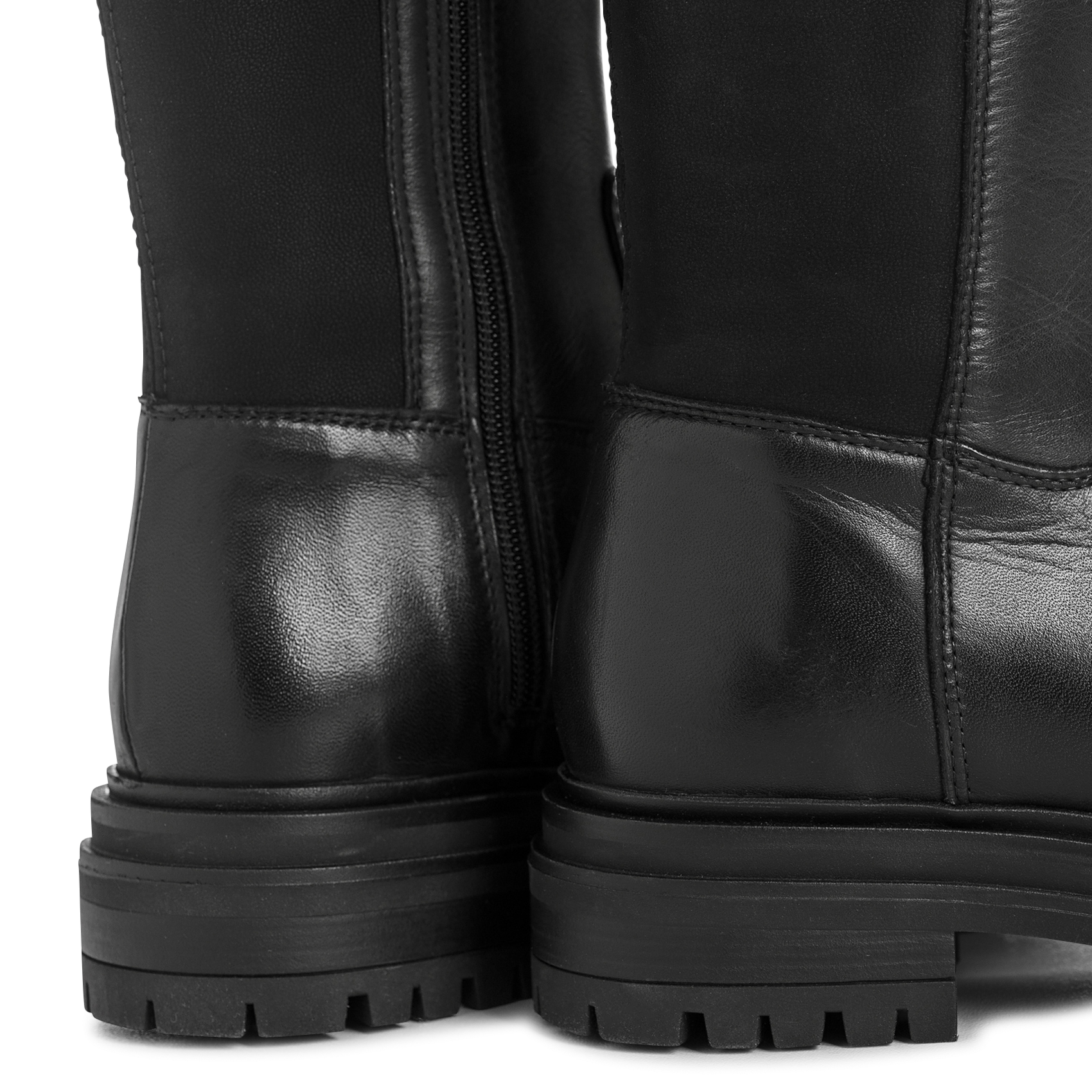 Kniehoge laarzen van gemengd leer REQINS Zwart