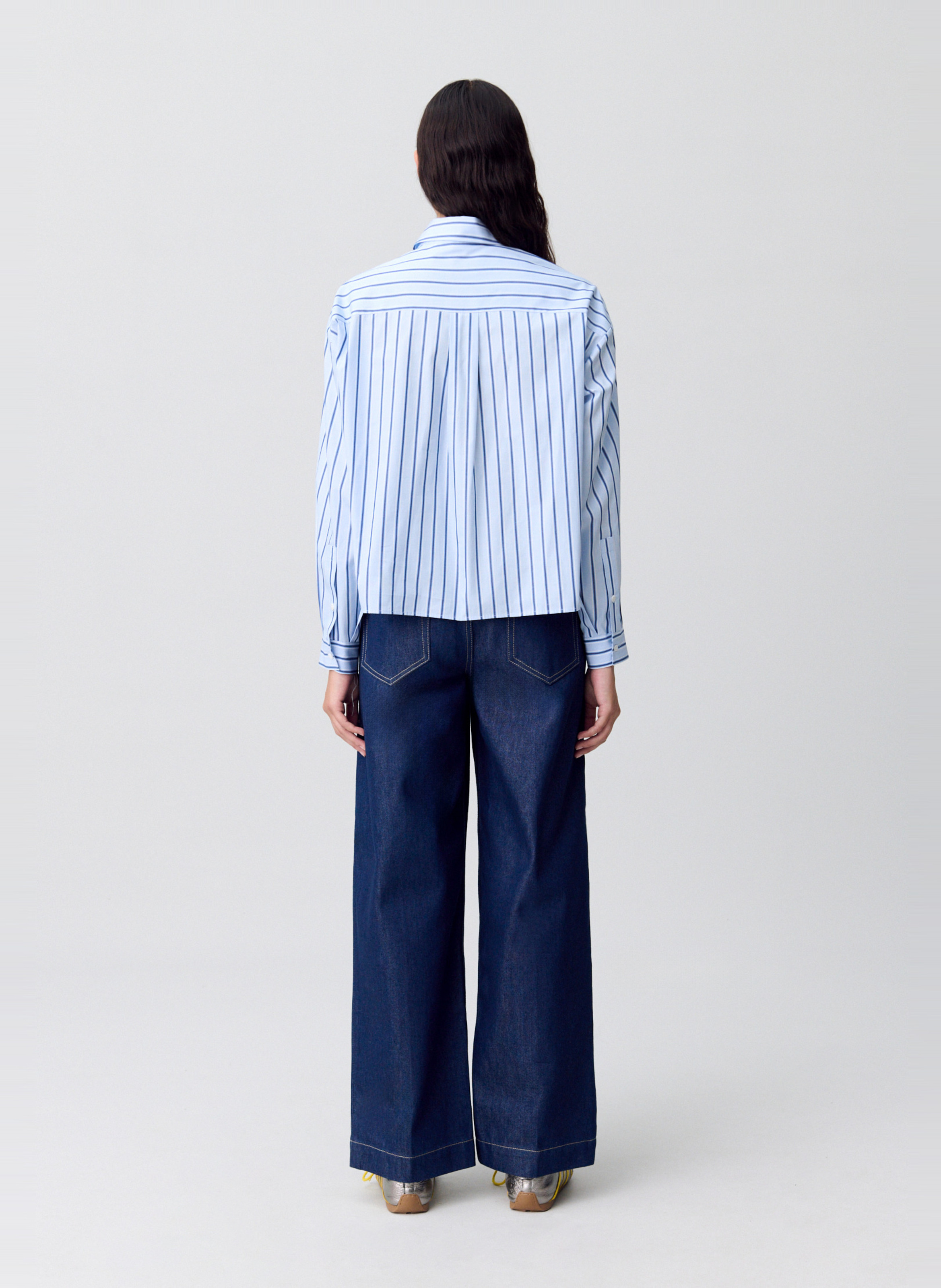 Straight-cut striped cotton shirt with classic collar CLAUDIE PIERLOT Multicolored