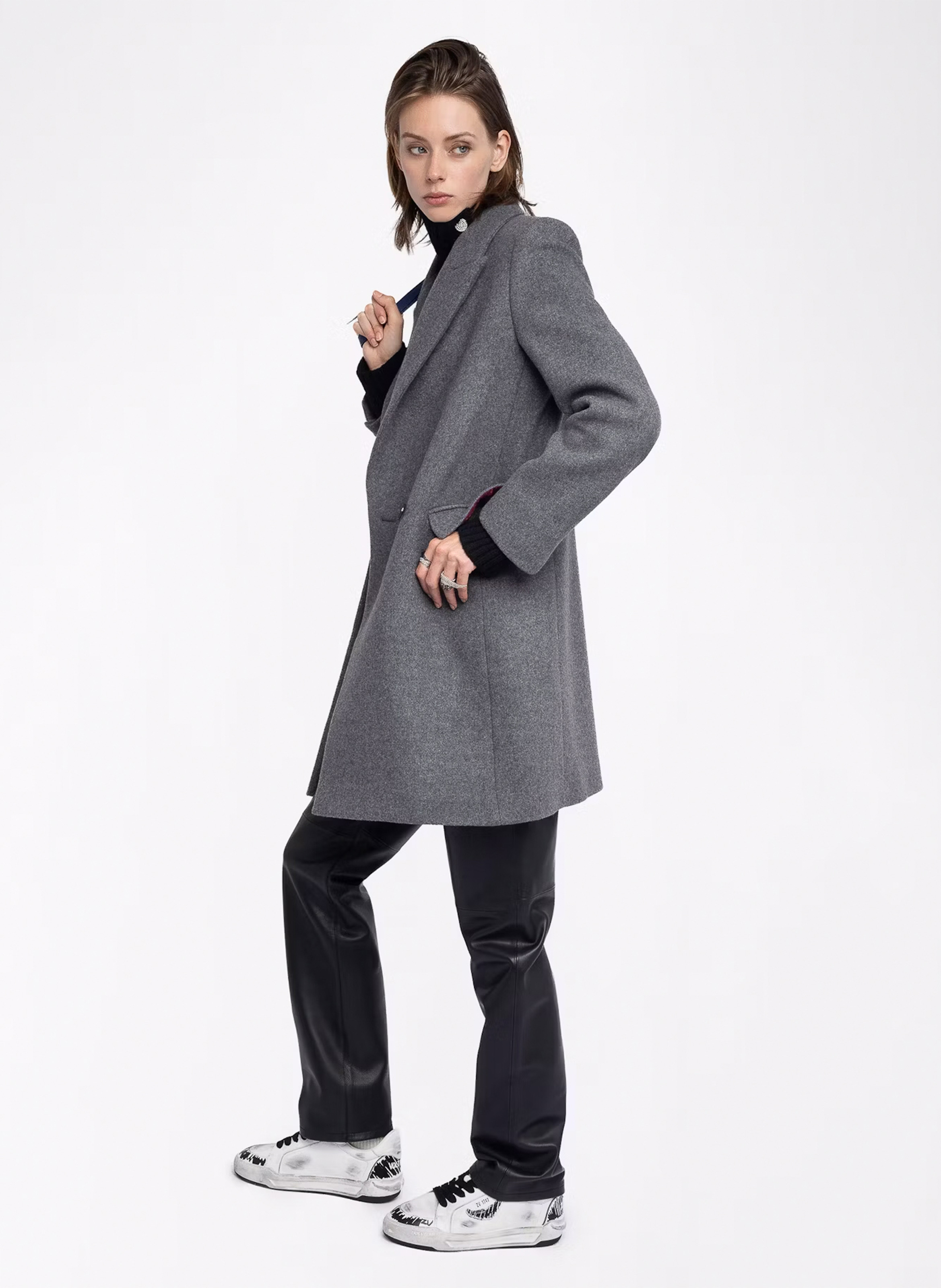 Manteau mi-long uni en laine mélangée ZADIG&VOLTAIRE Gris