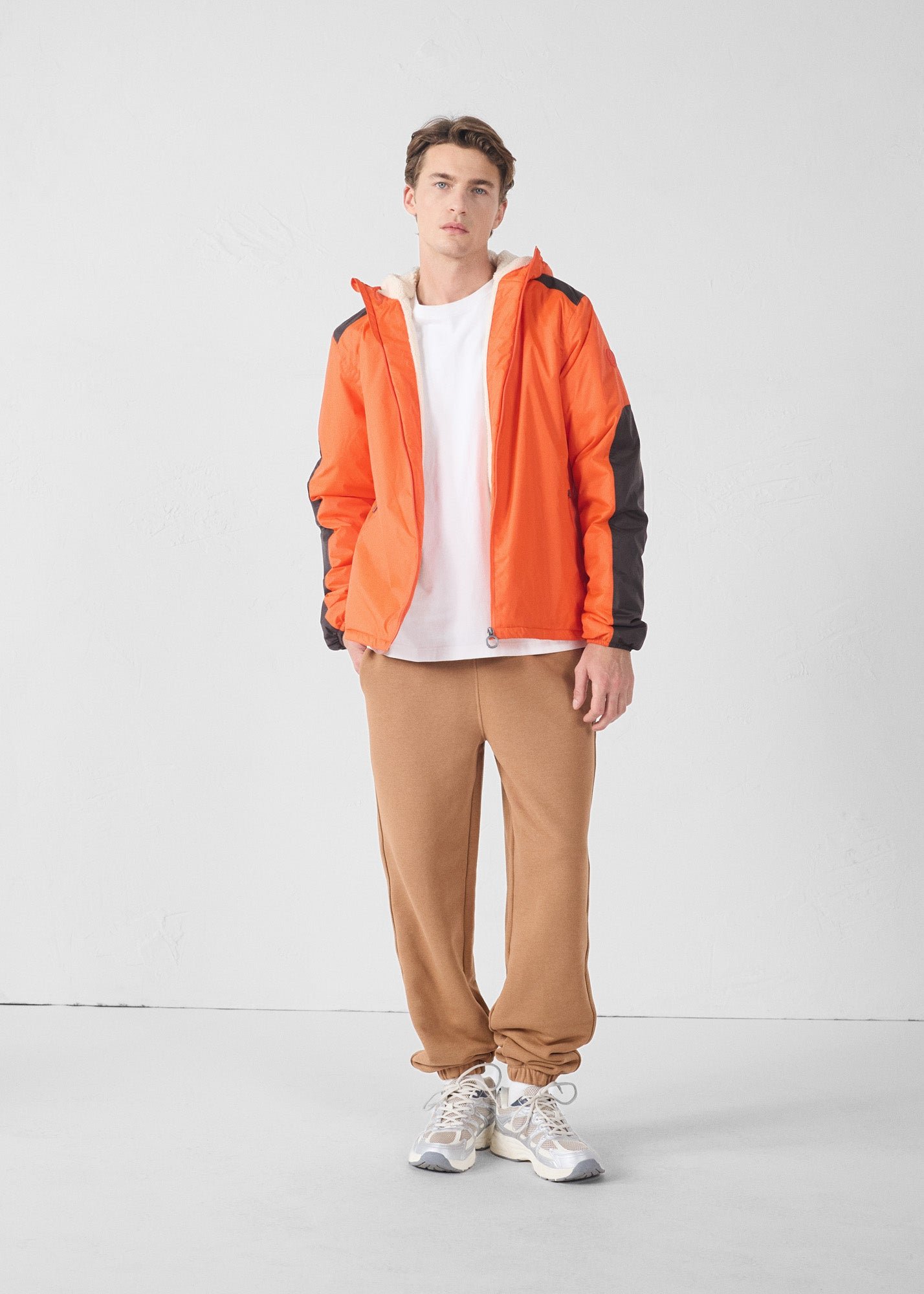 Sherpa-lined waterproof coat. JOTT Red