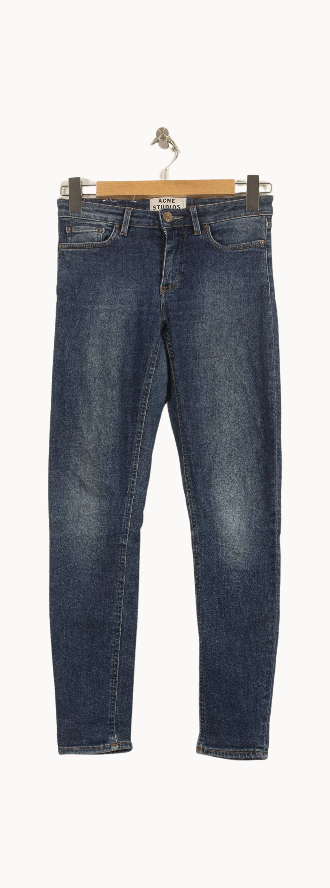 Cropped slim jeans with studs ACNE STUDIOS - Seconde Main Blue