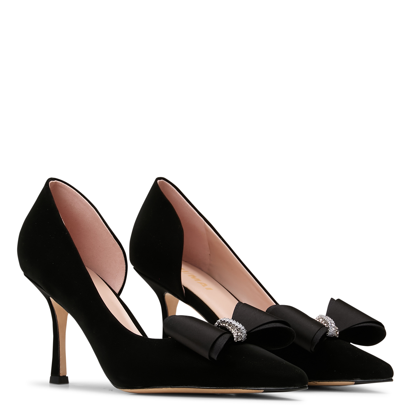 Heeled leather pumps with satin finish MI/MAI Black