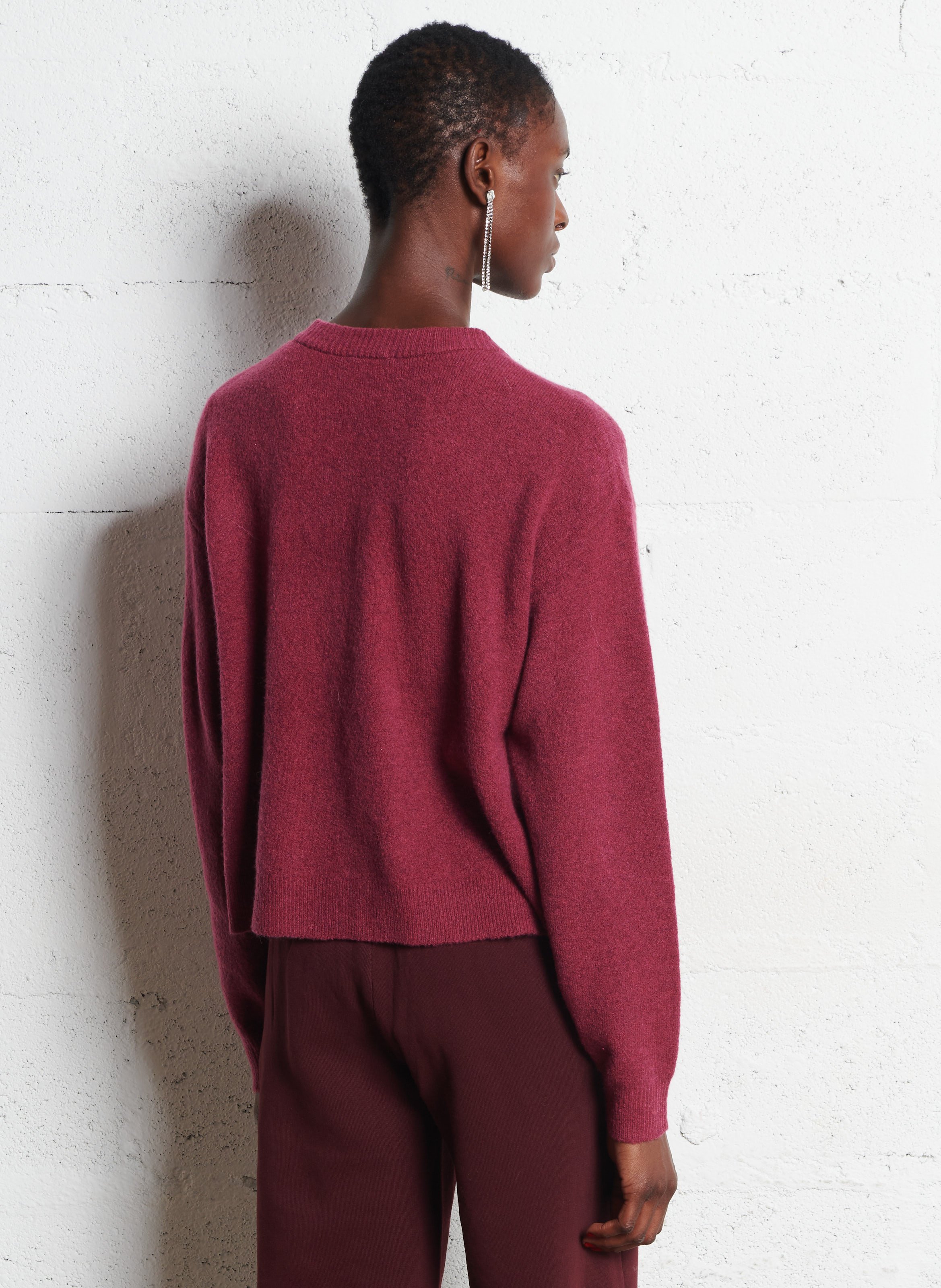 Gilet oversize col rond boutonné AMERICAN VINTAGE Violet