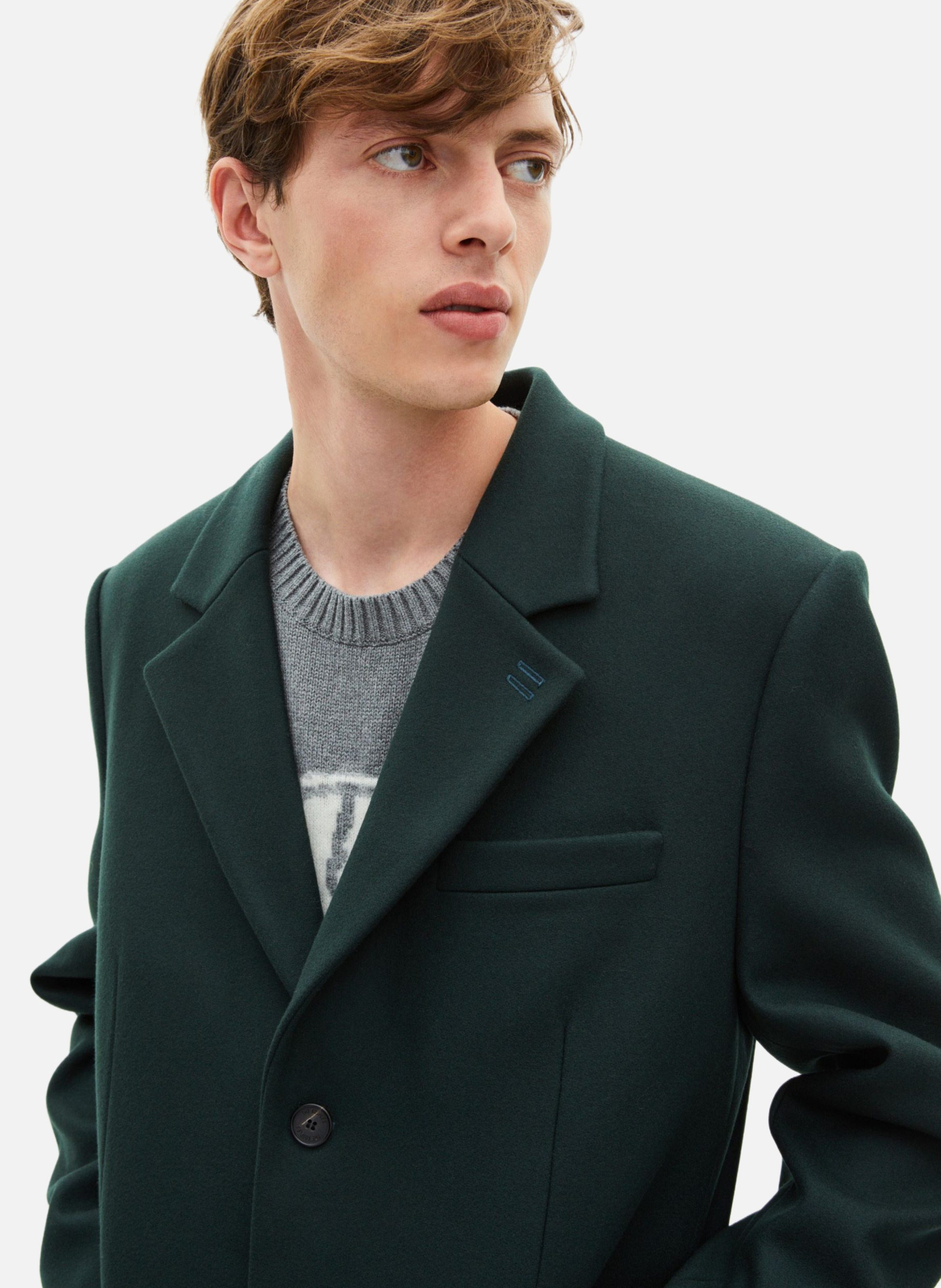 Leather lapel coat THE KOOPLES Green