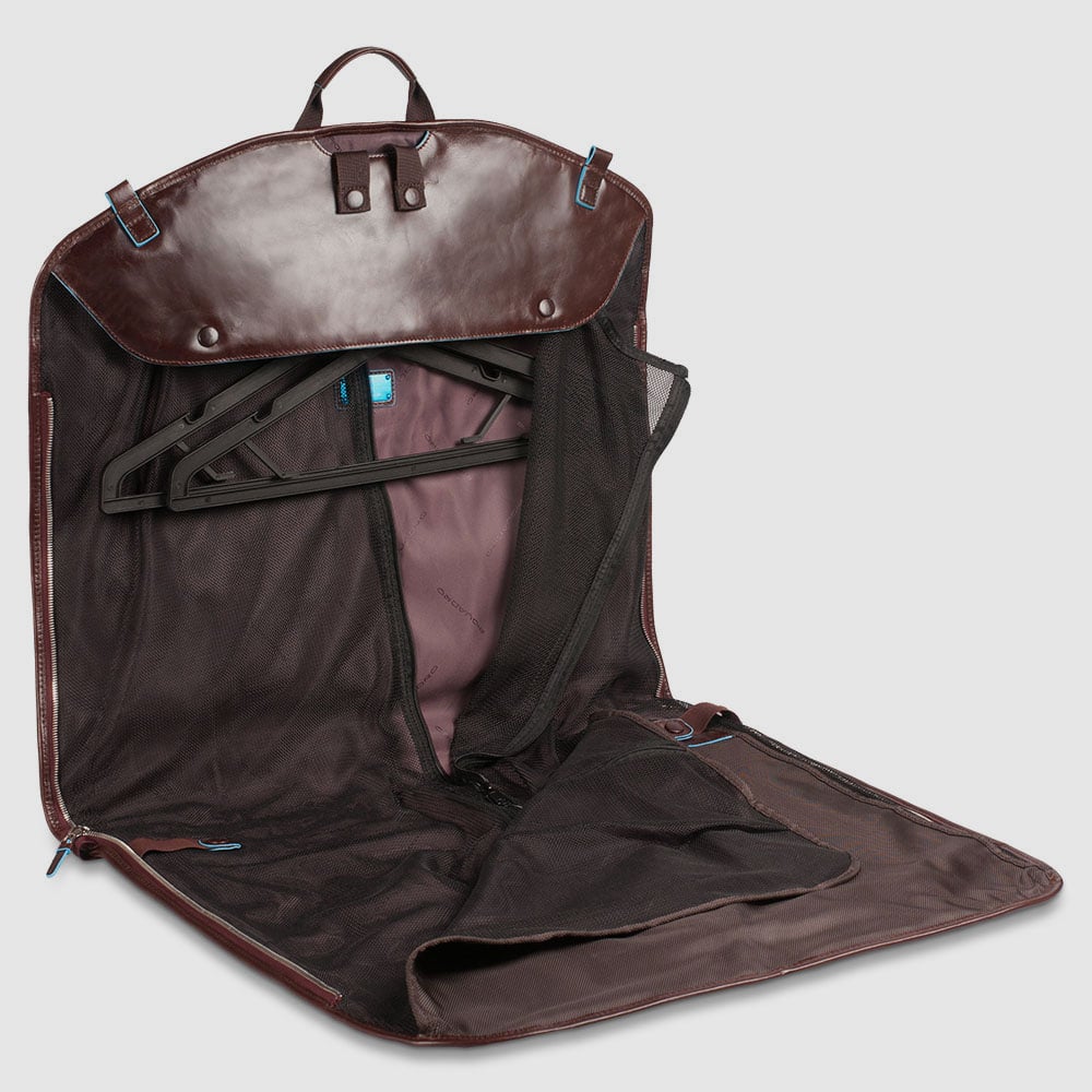 Travel garment bag with leather hook PIQUADRO Brown