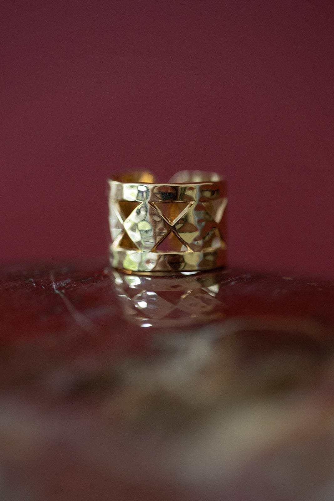 Hammered silver-plated ring MONSIEUR SIMONE Golden