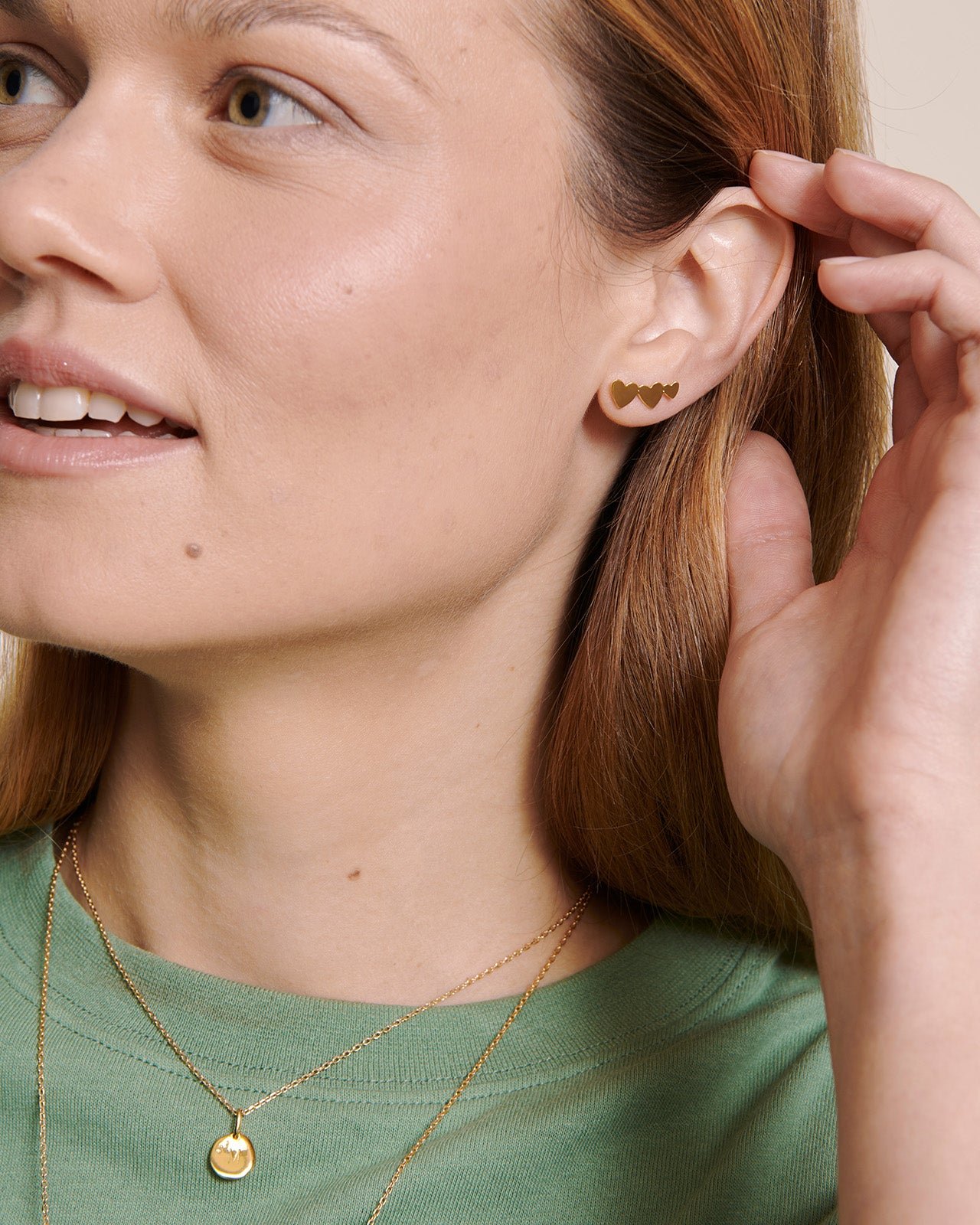 The 3 hearts earrings EMOI EMOI Golden