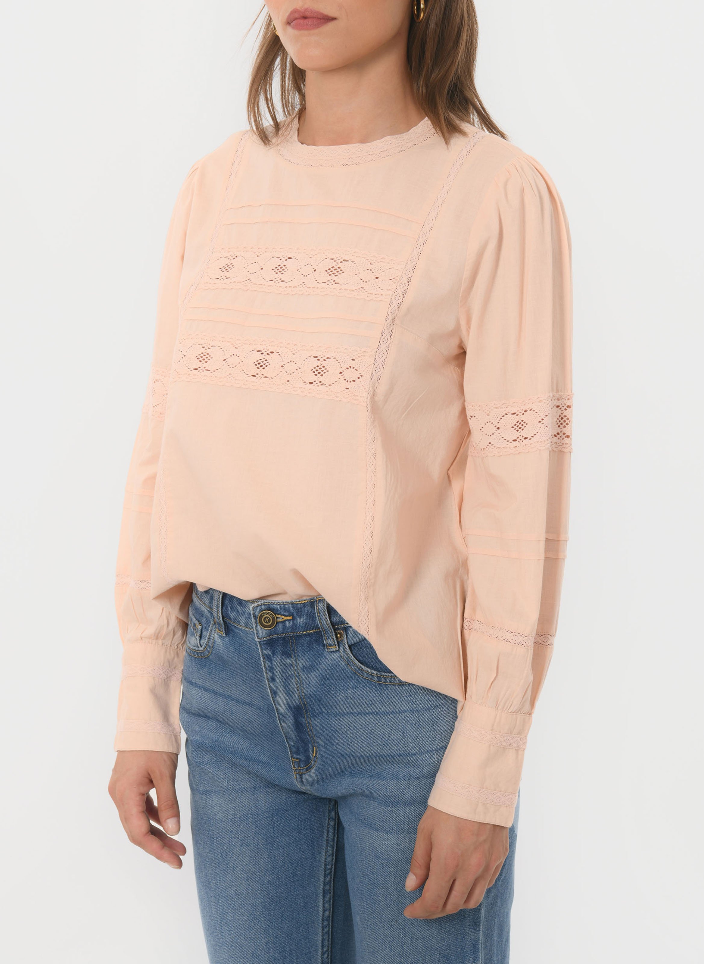 Rechte blouse met ronde hals van katoen KOOKAI Roze