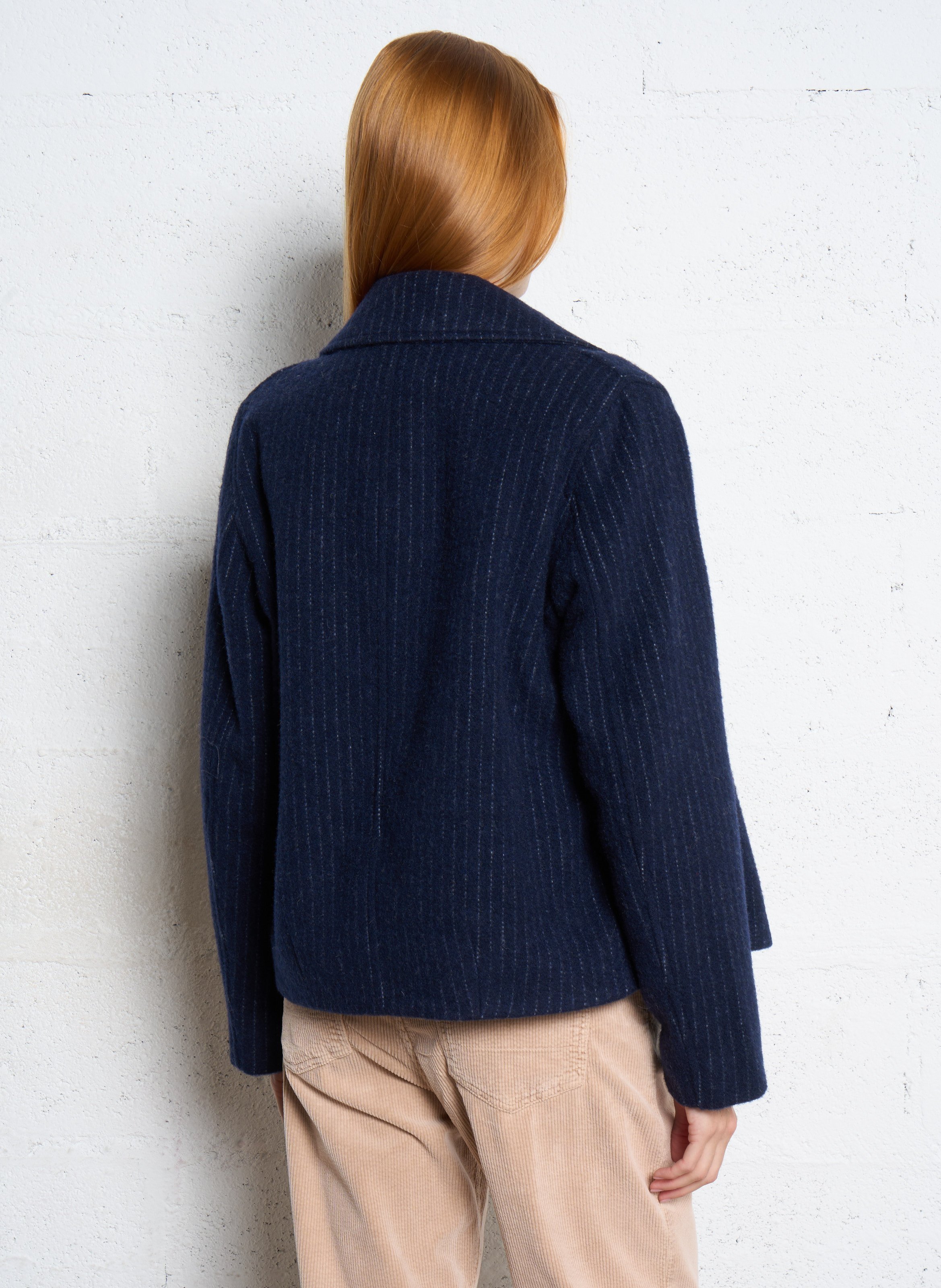 Manteau court rayé en laine mélangée HARTFORD Multicolore