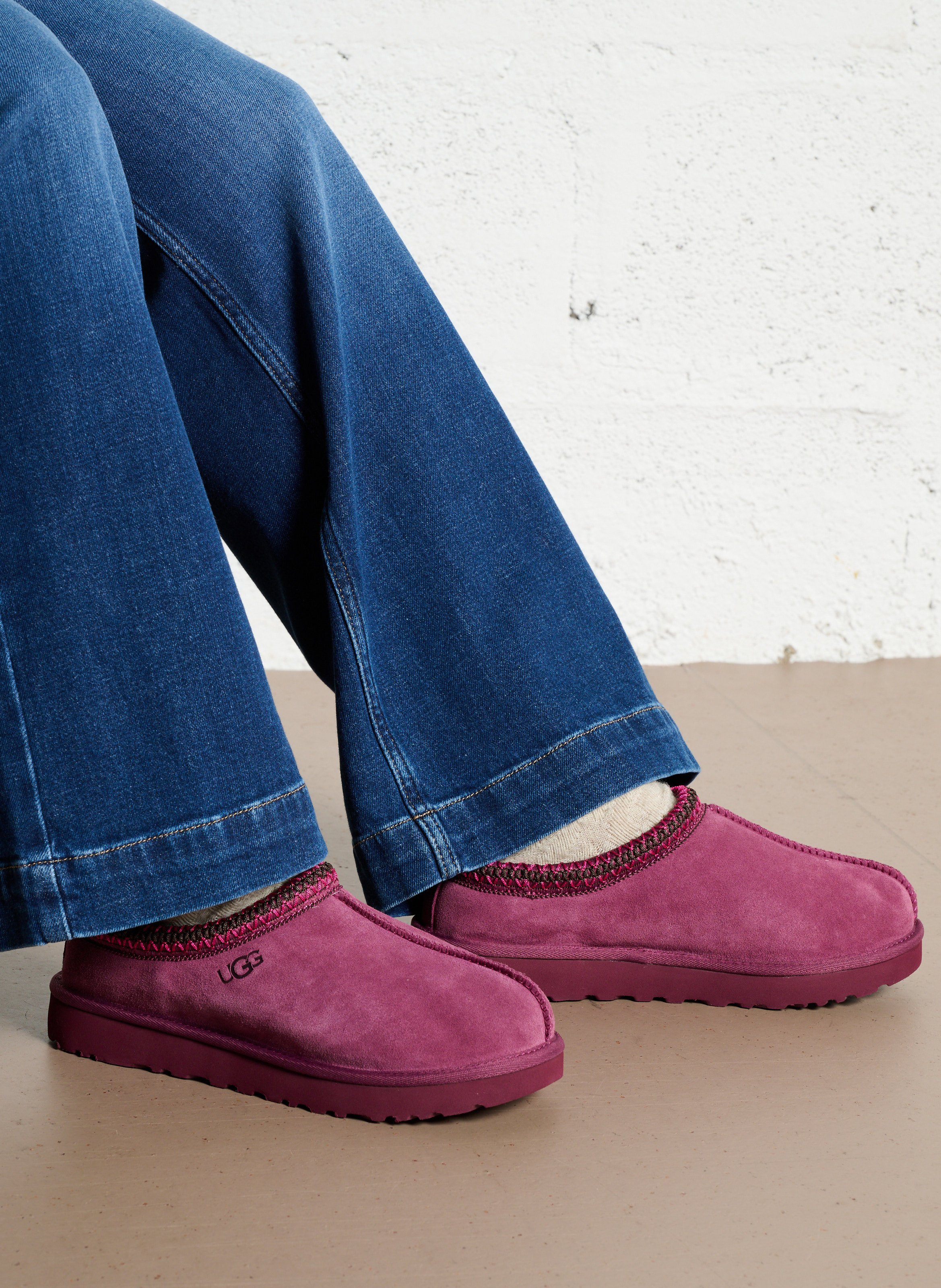 Deels leren klompen UGG Rood