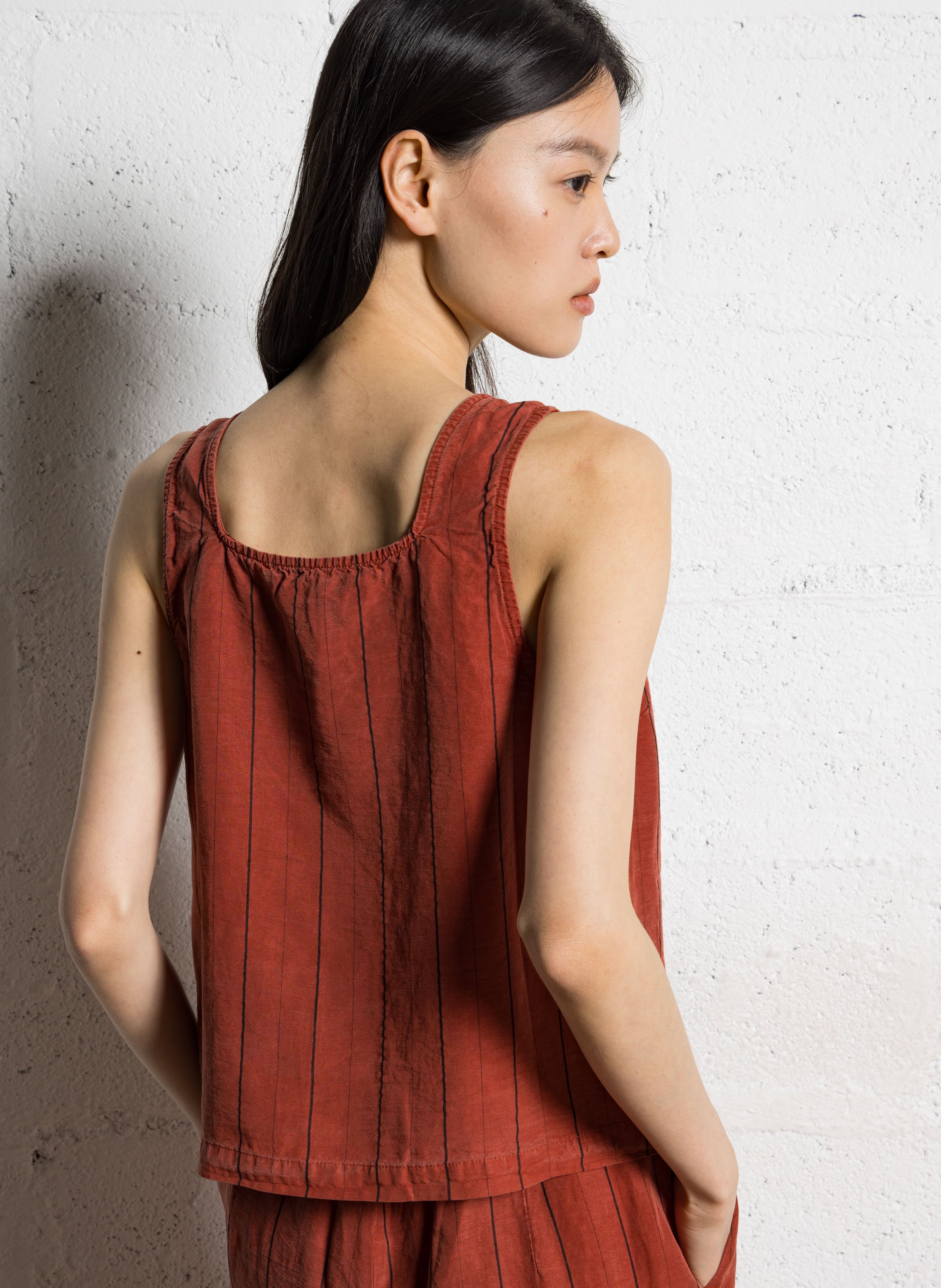 Top à bretelles rayé NICE THINGS Marron