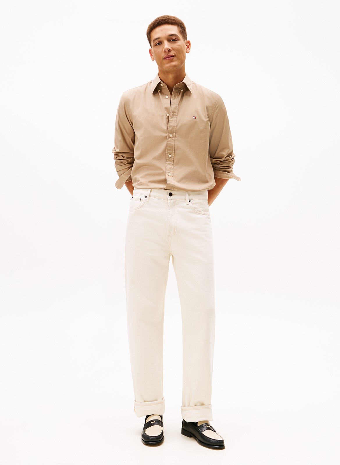 Baumwollhemd mit klassischem Kragen TOMMY HILFIGER Beige