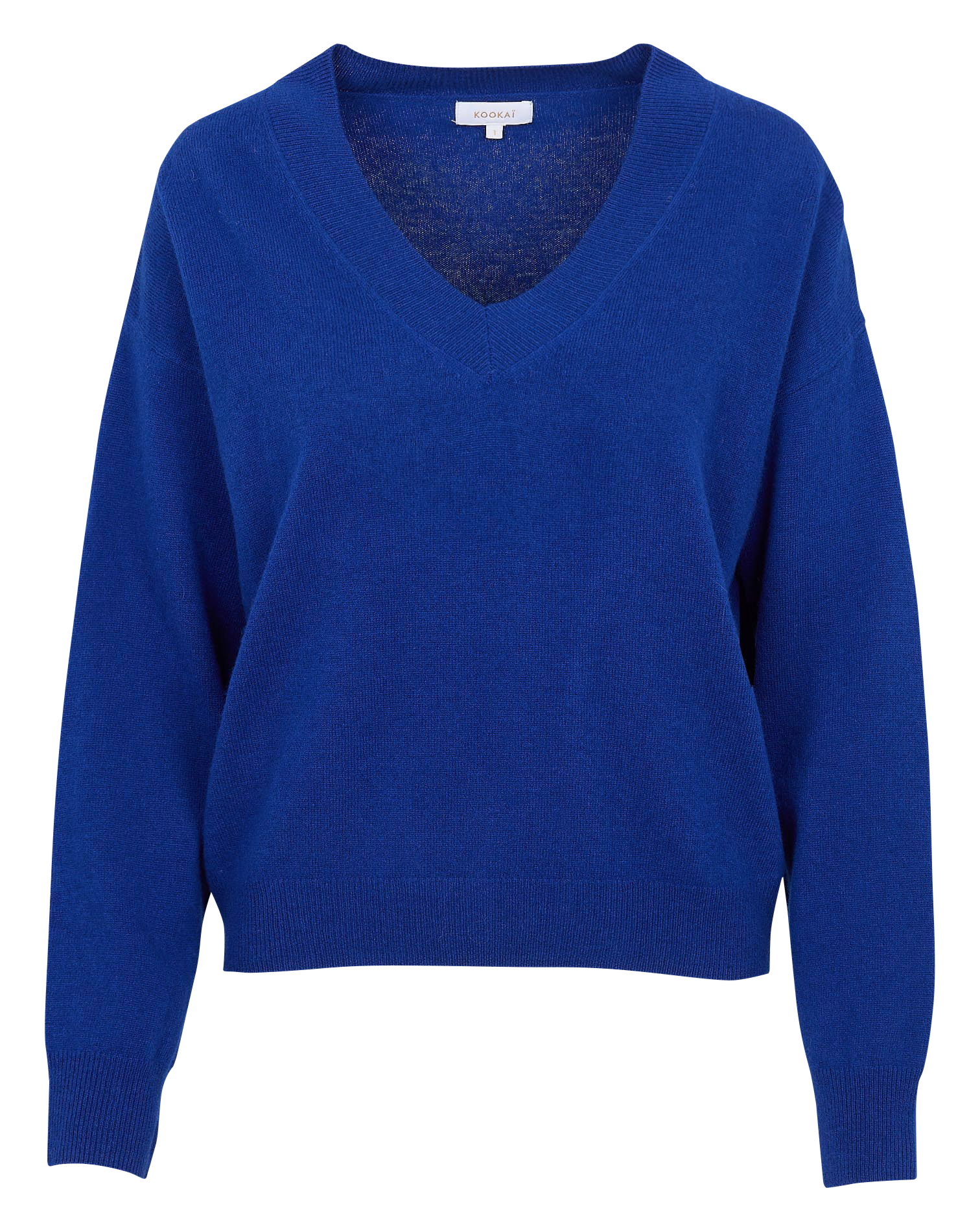 Pull ample col V en laine et cachemire KOOKAI Bleu