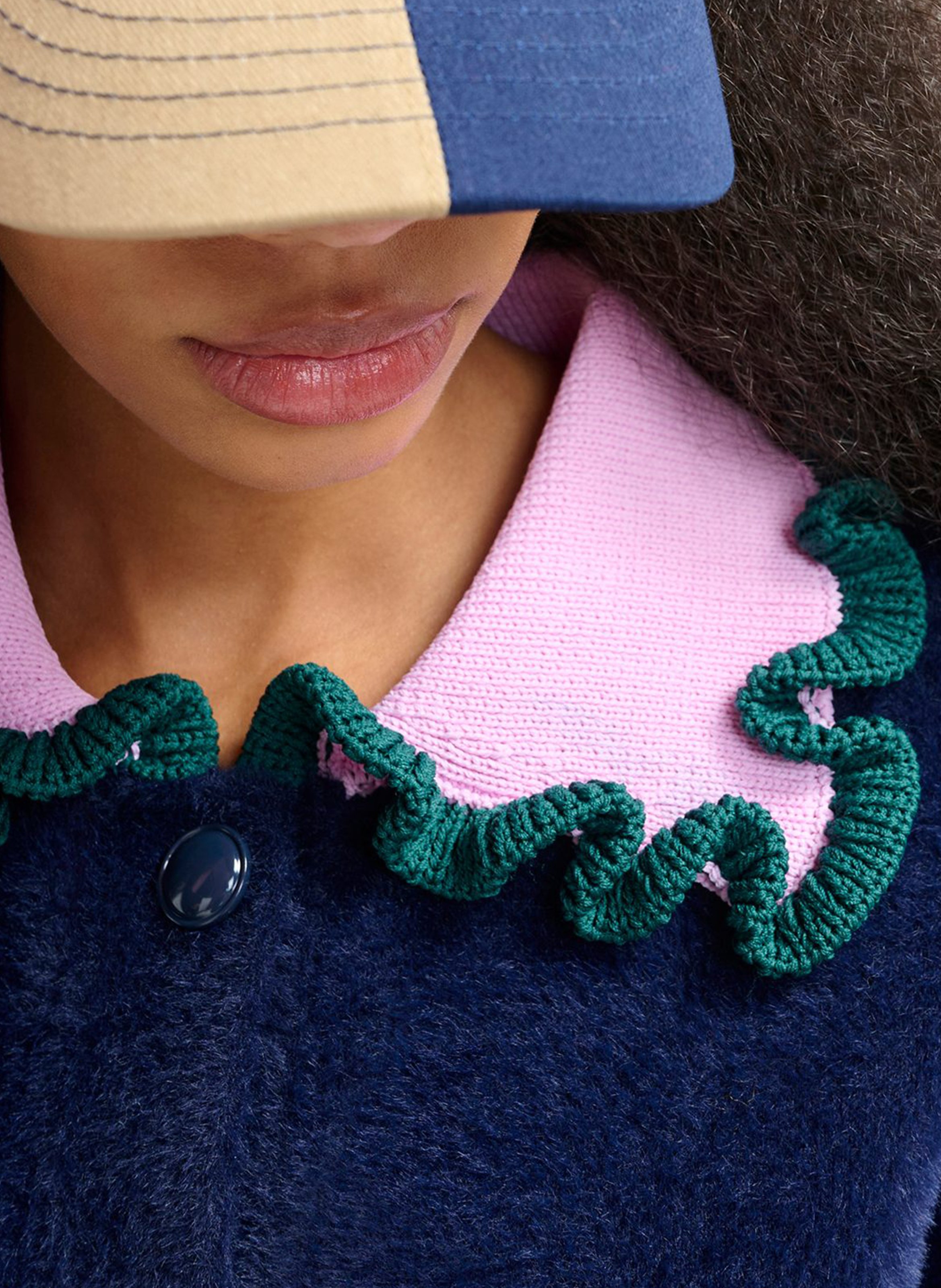 Cardigan droit col classique en maille ESSENTIEL ANTWERP Bleu