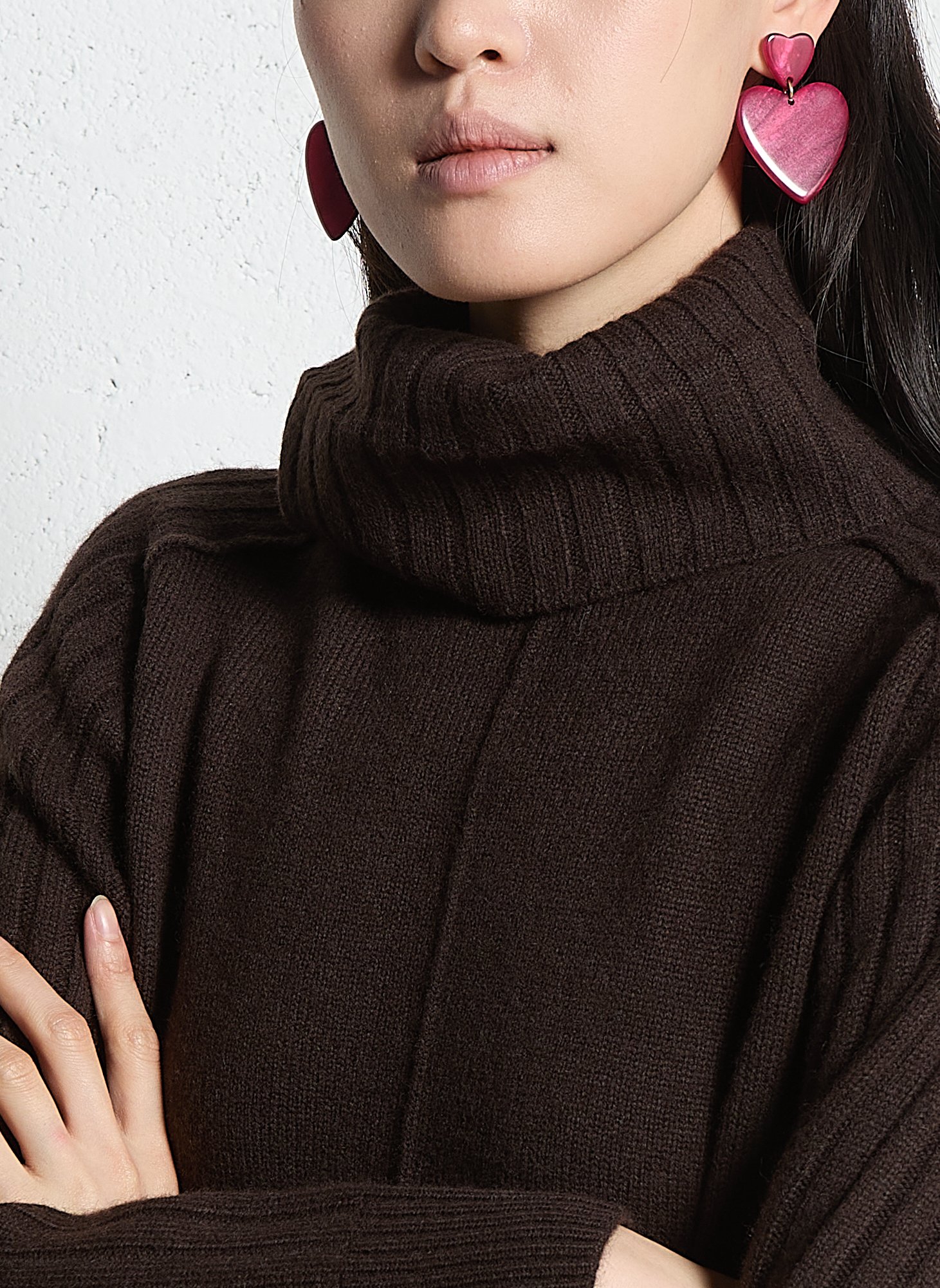 Short wool turtleneck dress MAISON 123 Brown