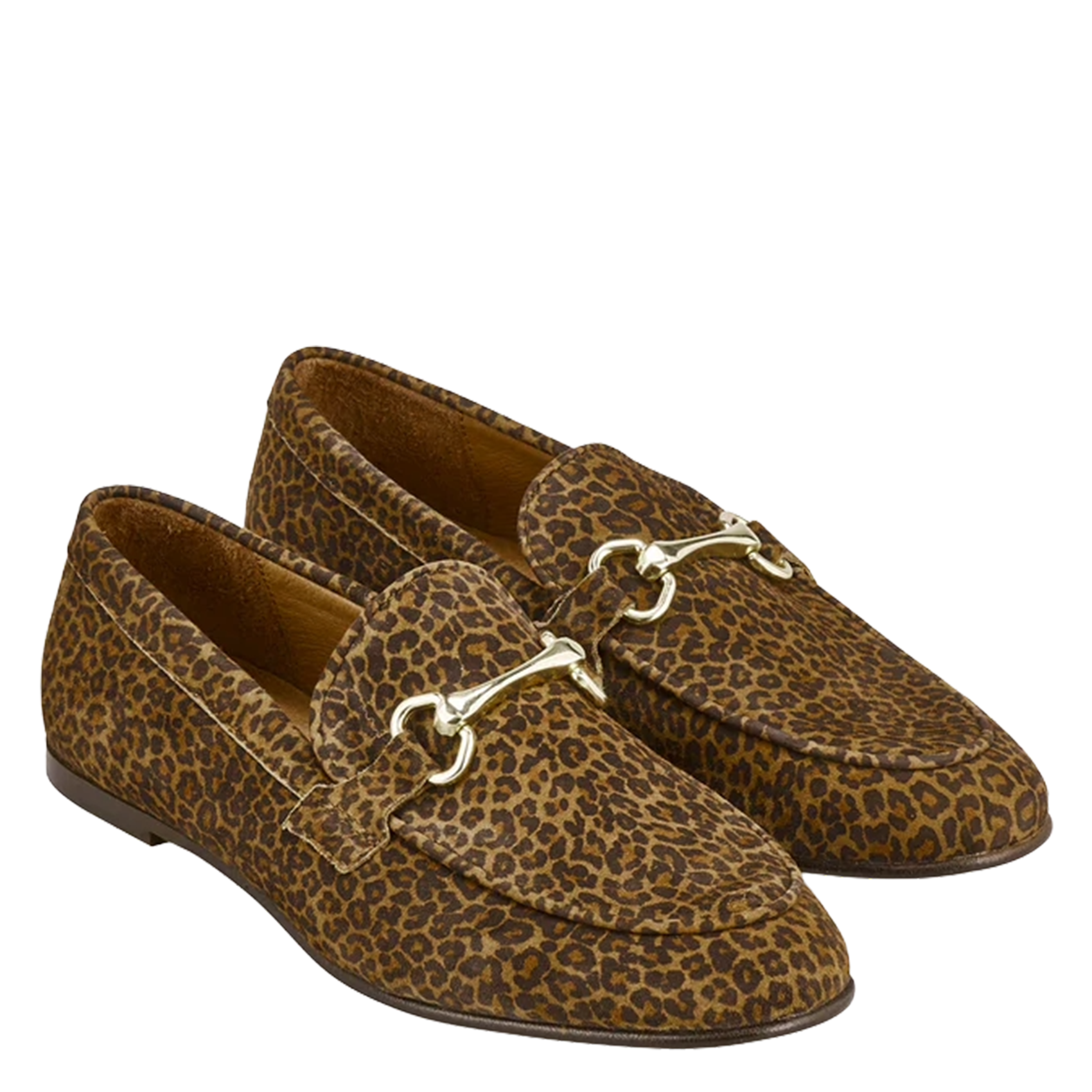 Leopard print leather ballerina flats COSMOPARIS Beige