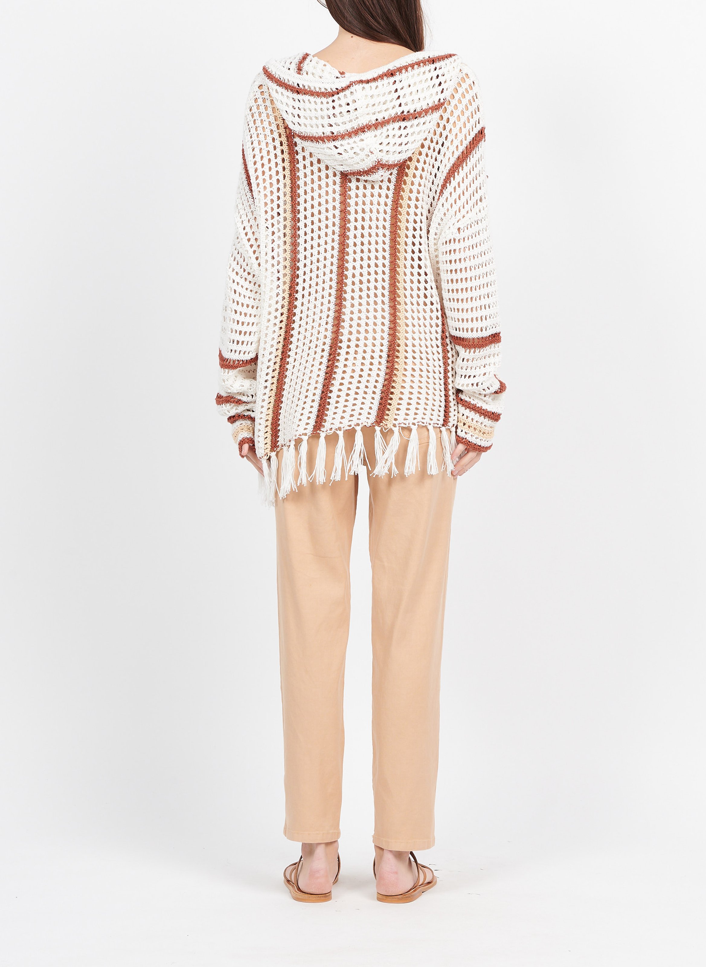 Rechte, soepelvallende pantalon | linnenblend SACK S Beige