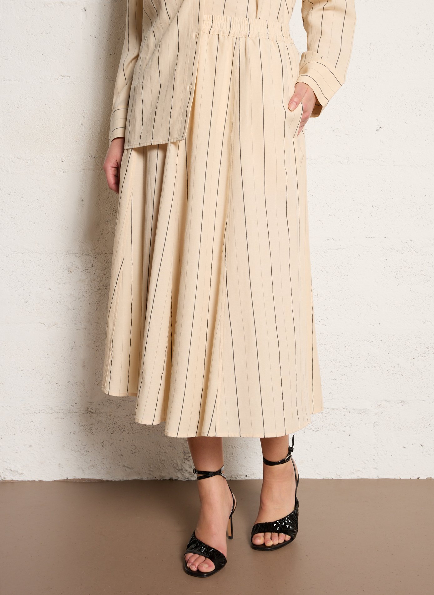 Jupe midi évasée rayée RUE DE TOKYO Multicolore