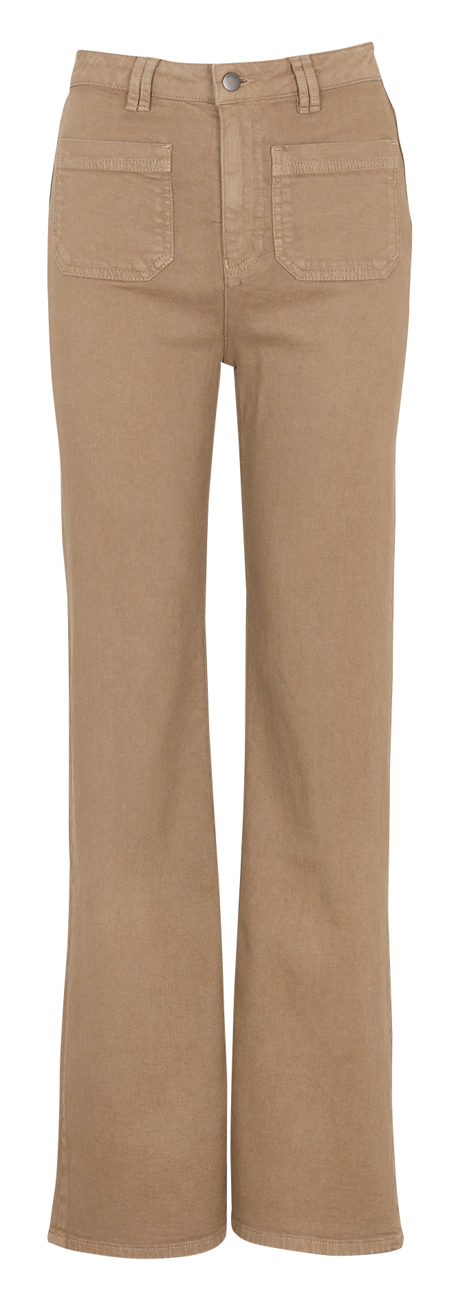 Pantalon flare uni taille haute KOOKAI Marron