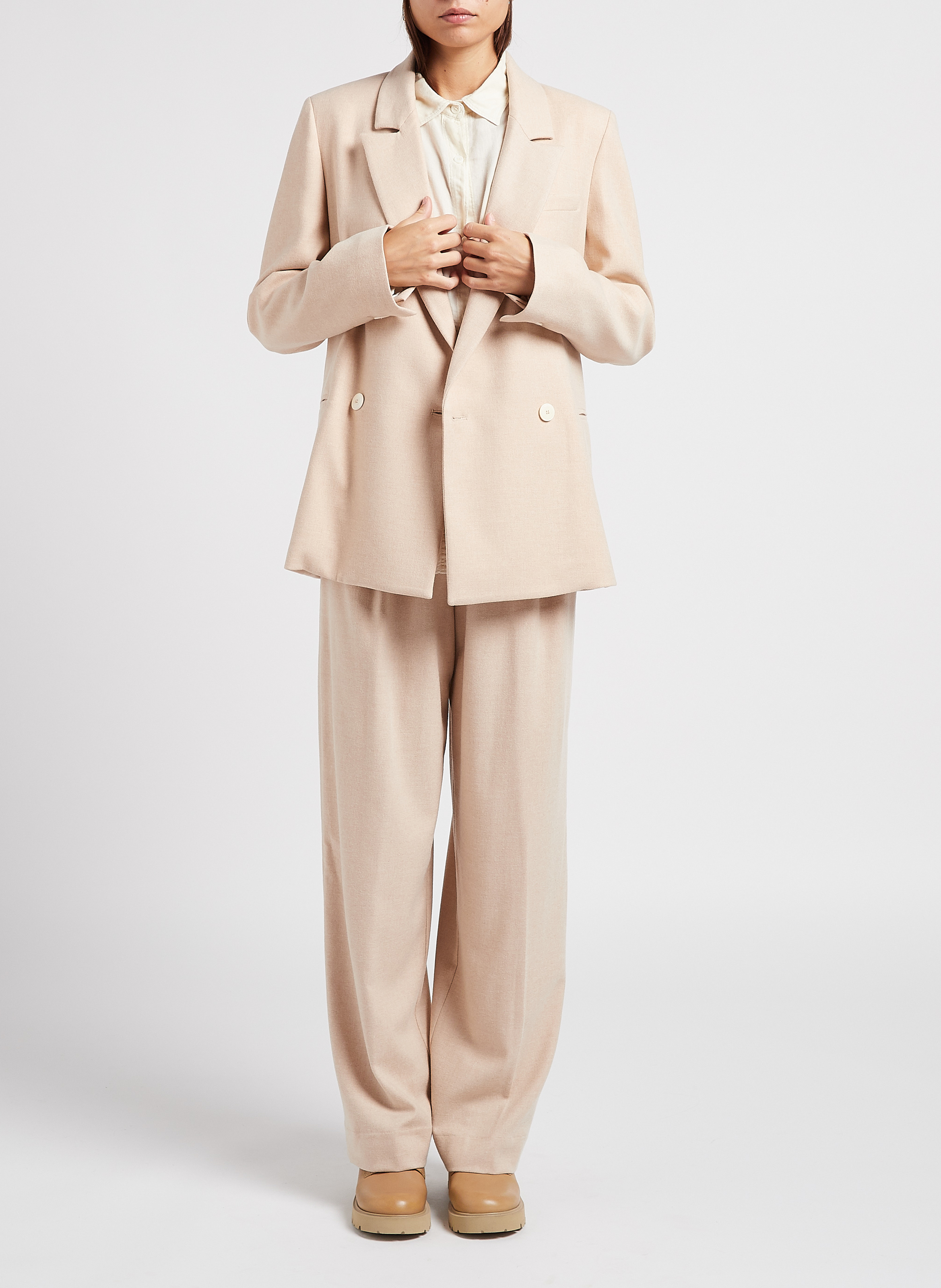 Straight-cut jacket with tailored collar POMANDERE Beige