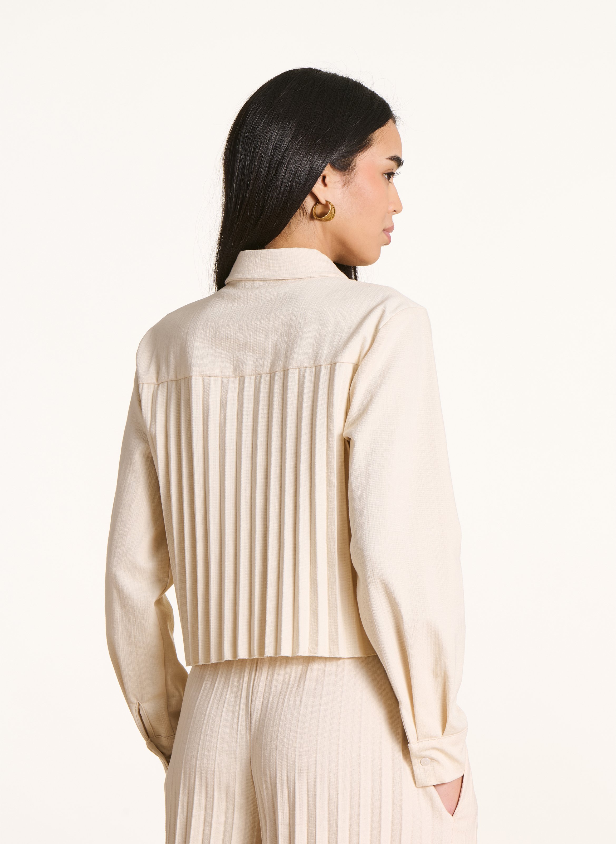 Chemise col classique en coton mélangé LA FEE MARABOUTEE Blanc