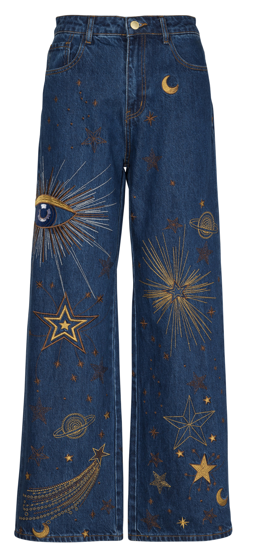 Jean large en coton brodé LA PETITE ETOILE Jean brut