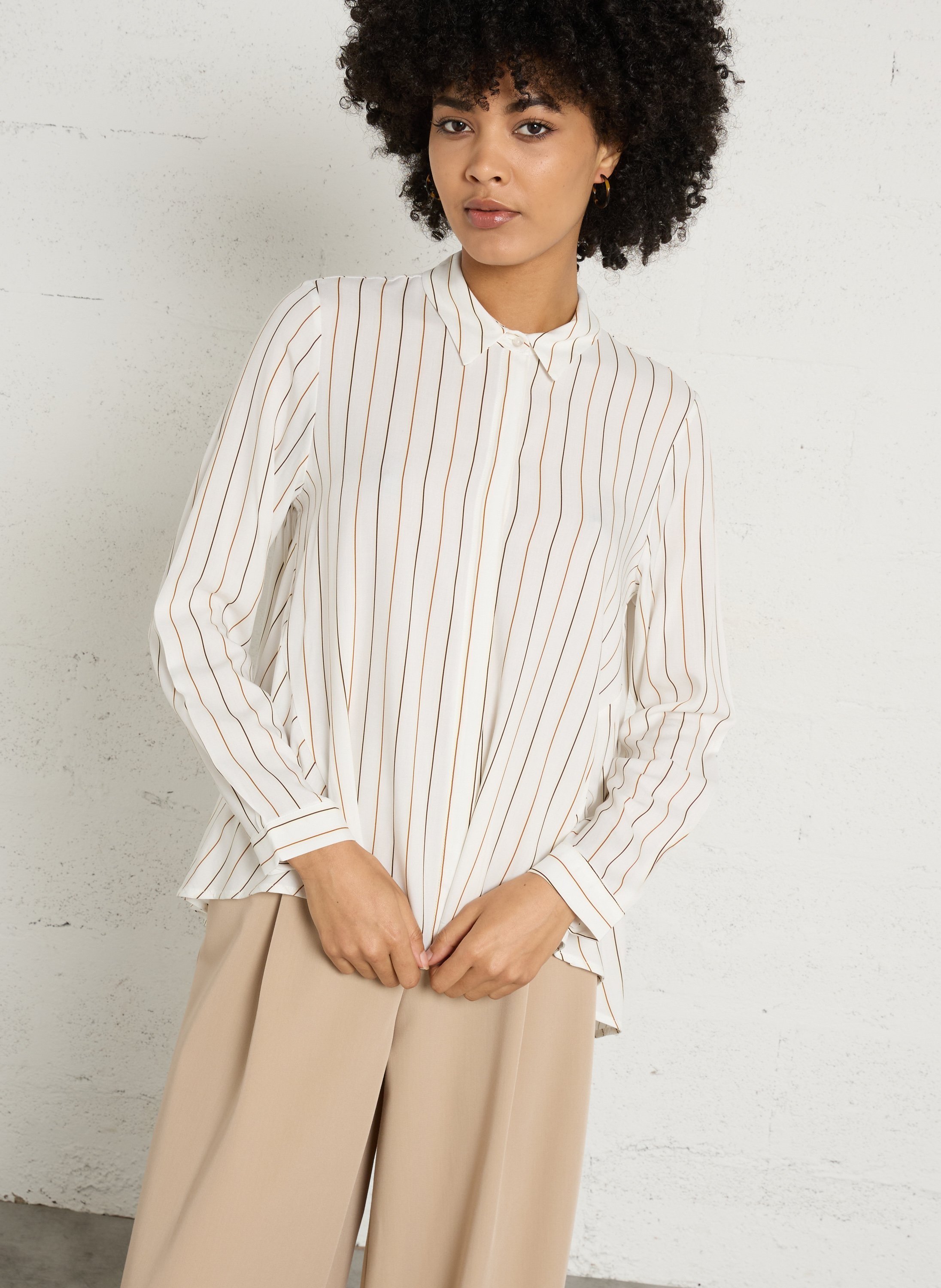 Flared shirt with classic striped collar IMPERIAL Beige