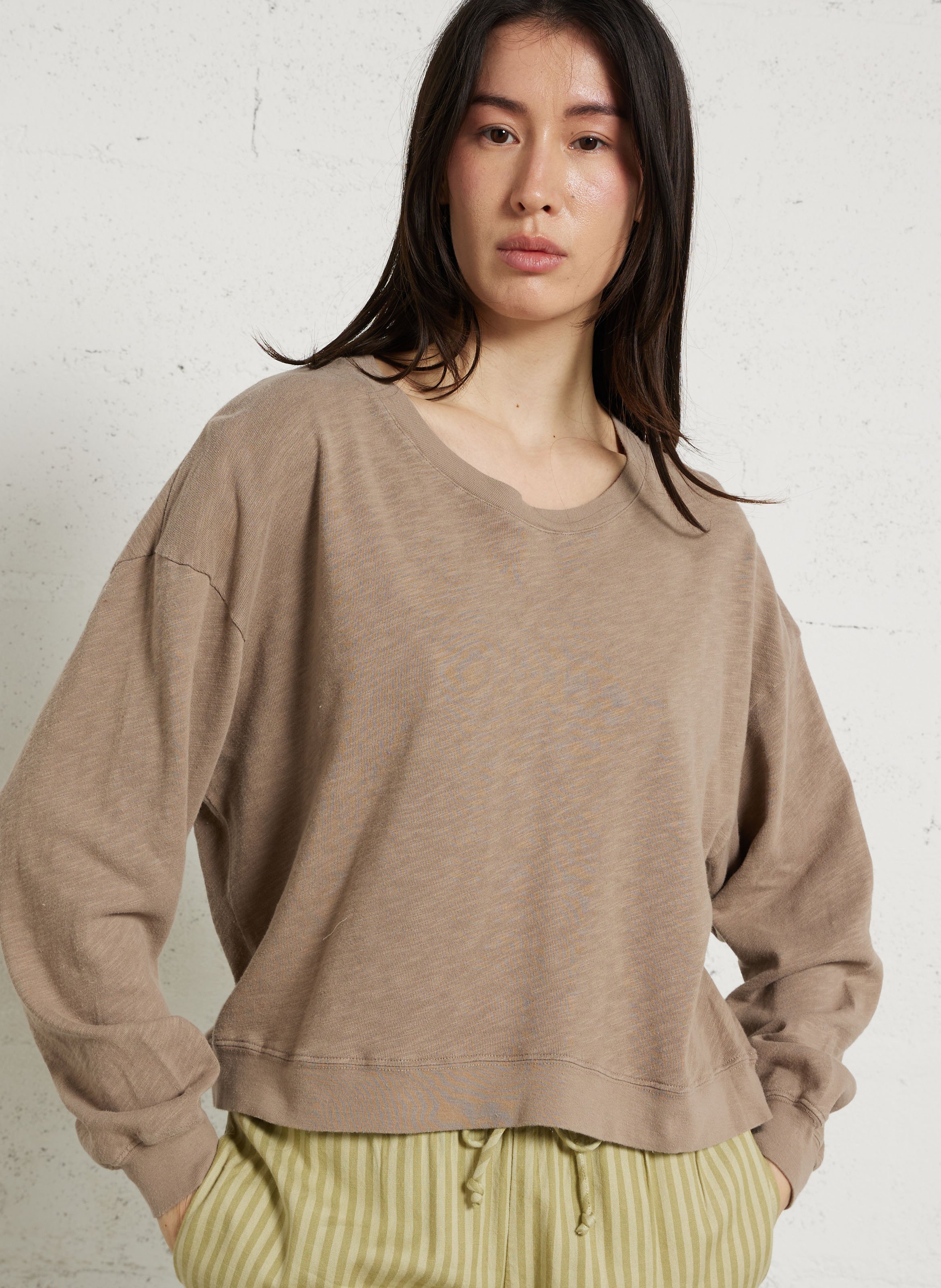 Gerade geschnittenes Rundhals-T-Shirt aus Baumwolle AMERICAN VINTAGE