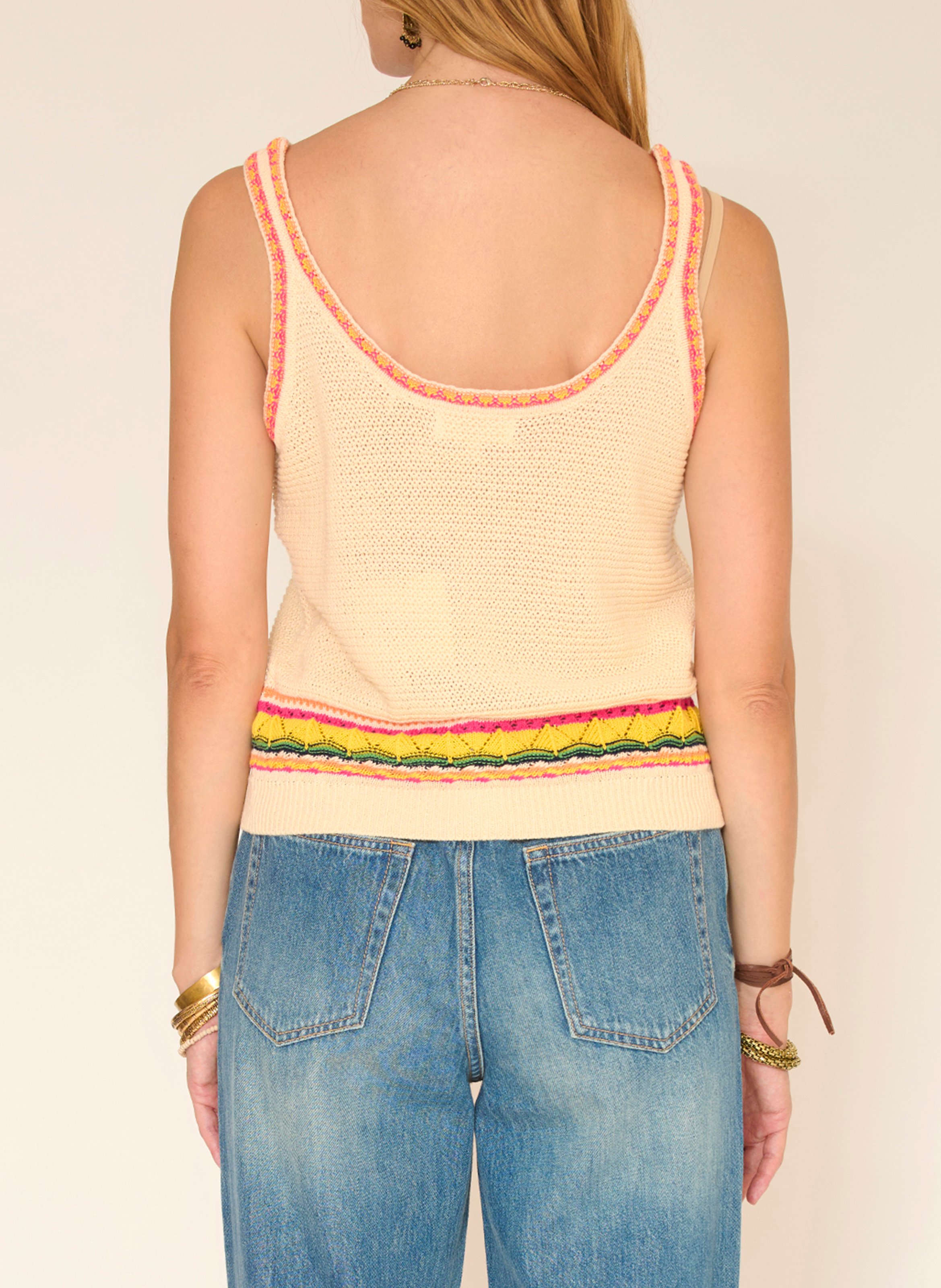 Straight cotton tank top MKT Beige