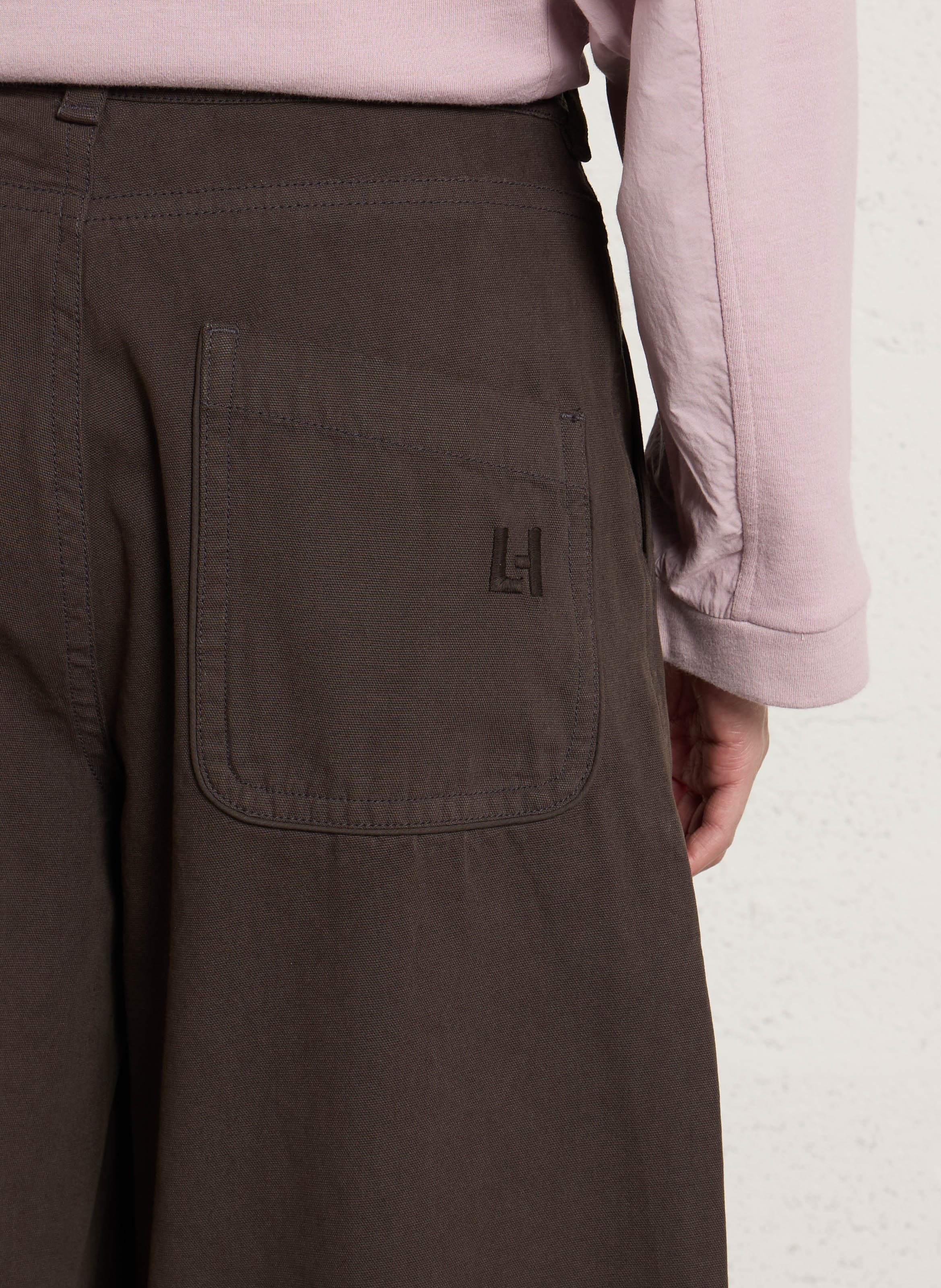 Weit geschnittene Taillenhose aus Baumwolle LEON & HARPER Grau