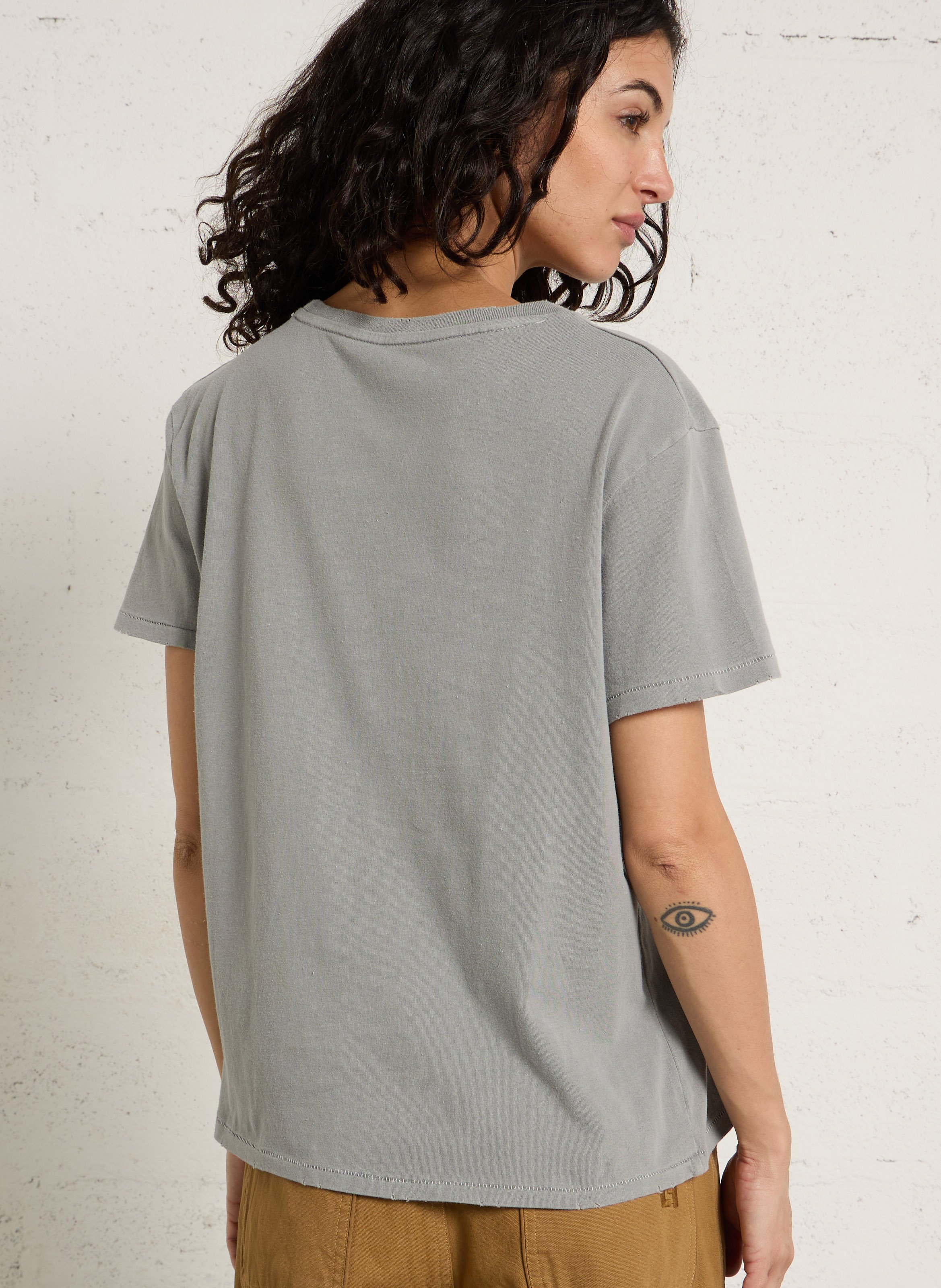 Gerade geschnittenes Rundhals-T-Shirt aus Baumwolle mit Siebdruck NEWTONE Grau