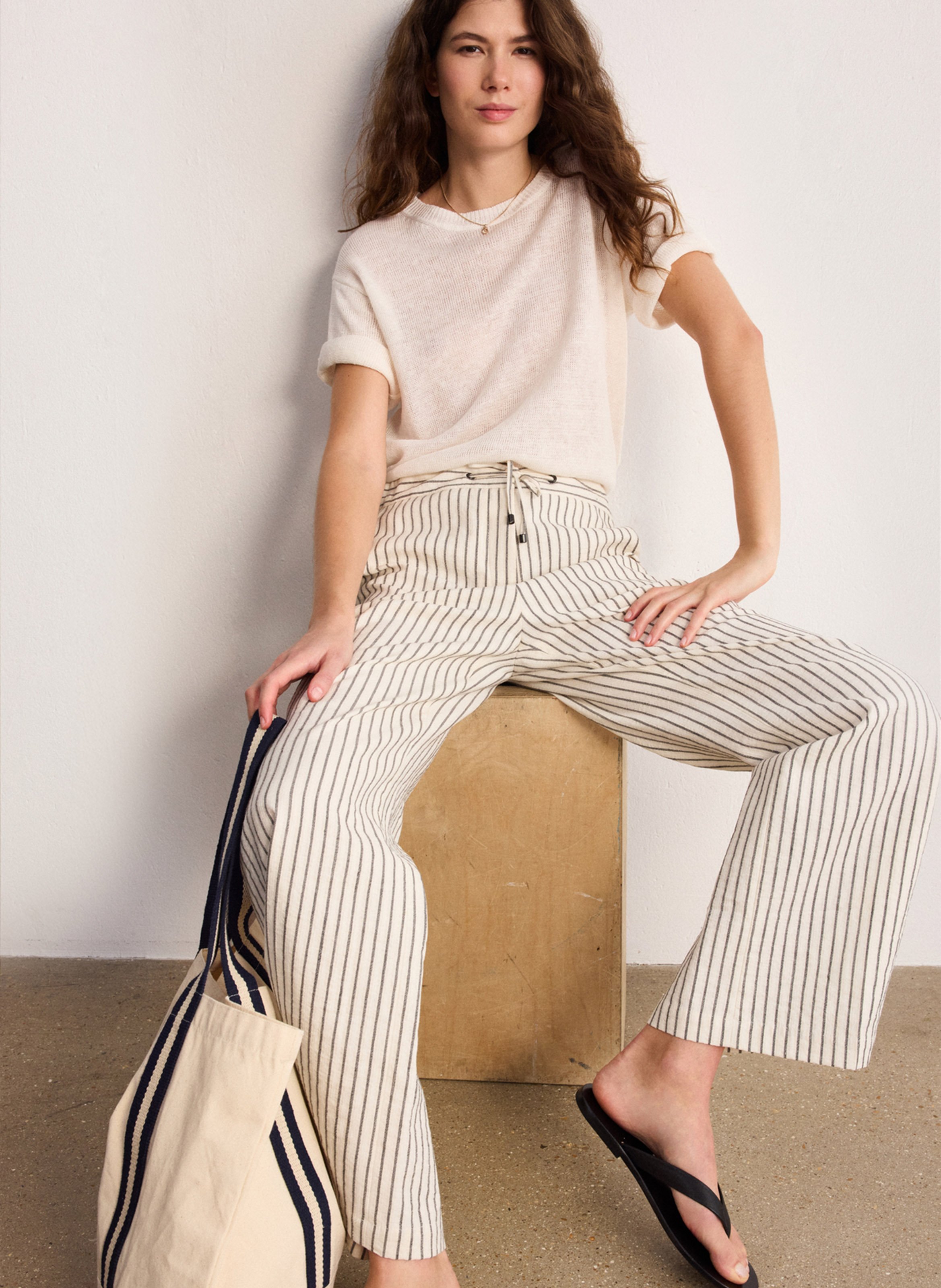 Hose - Gerader Schnitt mit Streifen  PABLO Beige