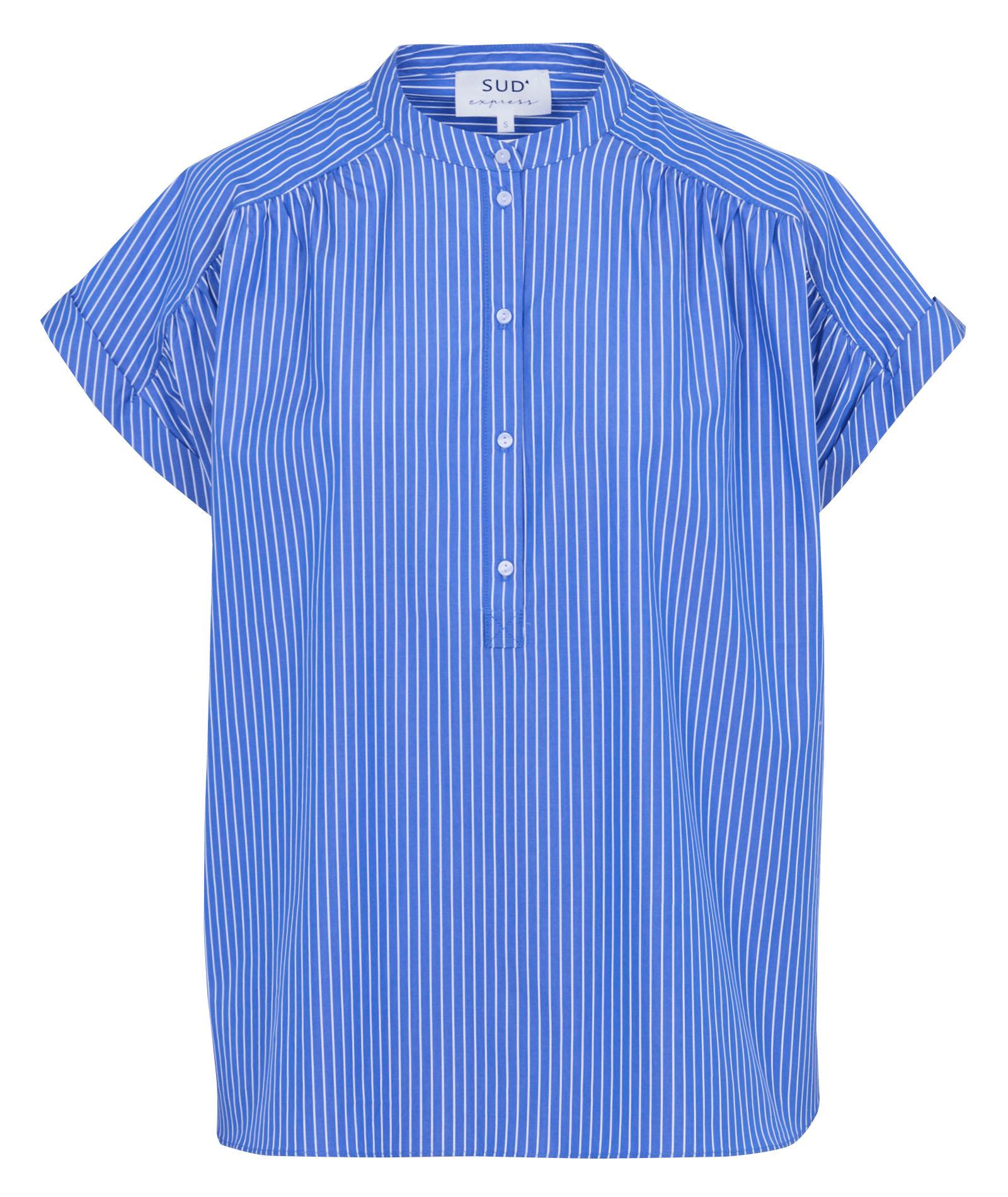Top col rond boutonné à rayures SUD EXPRESS Bleu