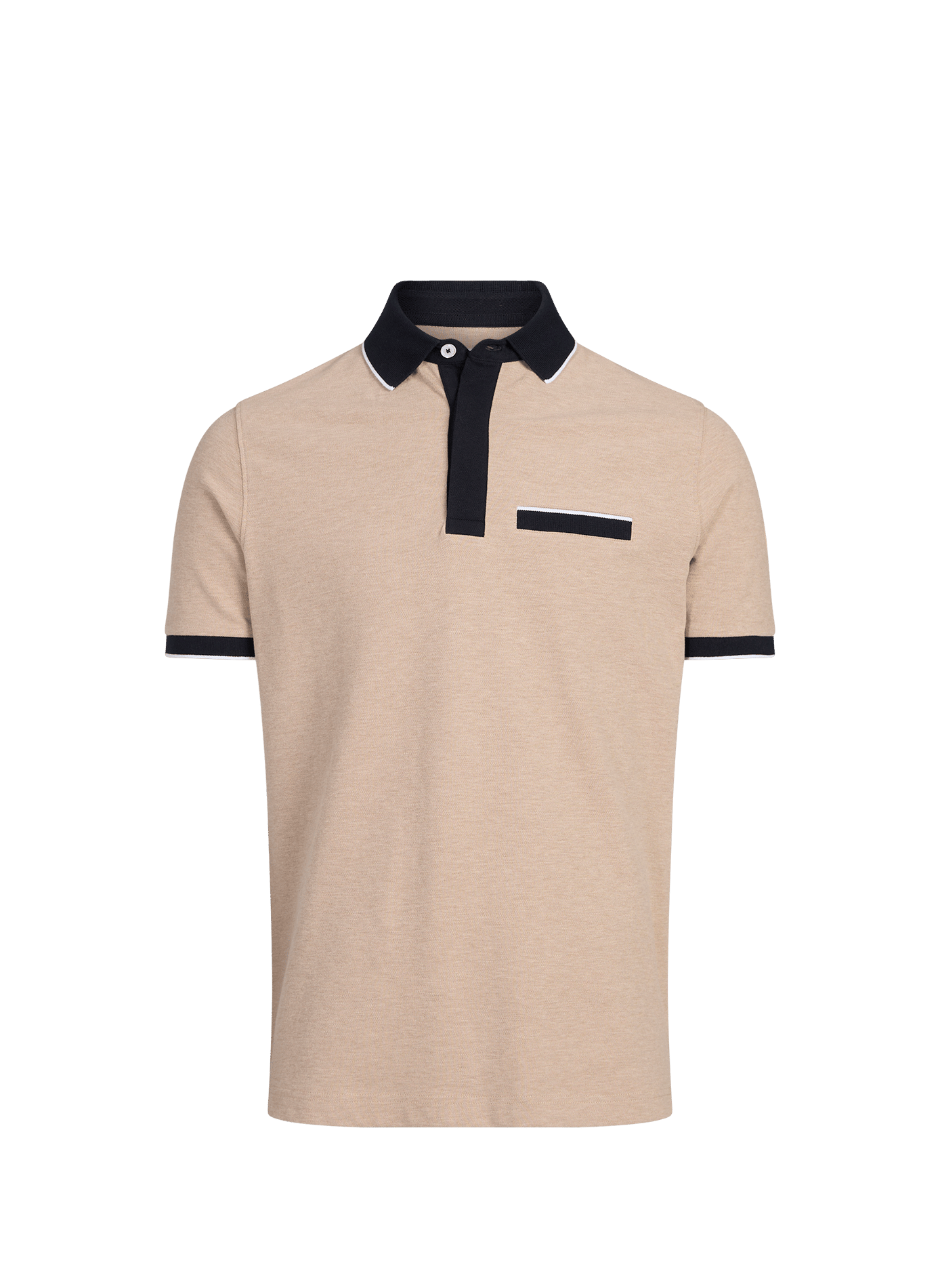 Straight cotton-blend polo shirt EDEN PARK Beige