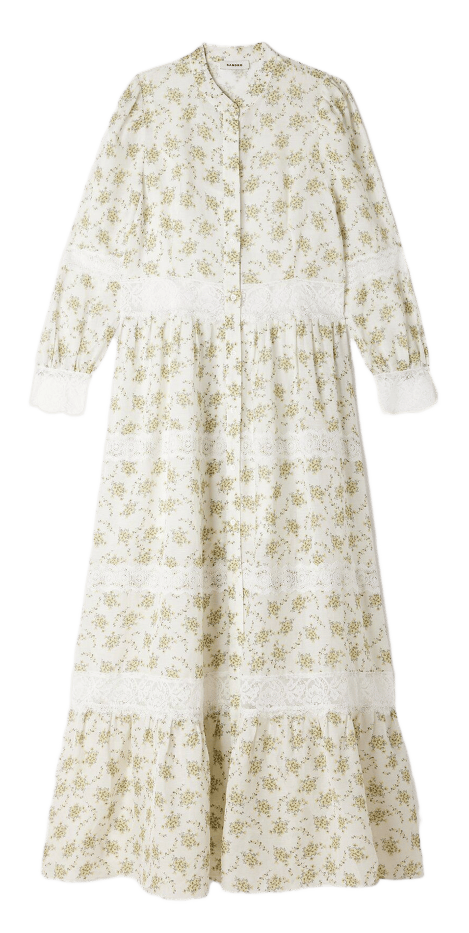 Robe longue col rond imprimée SANDRO Vert