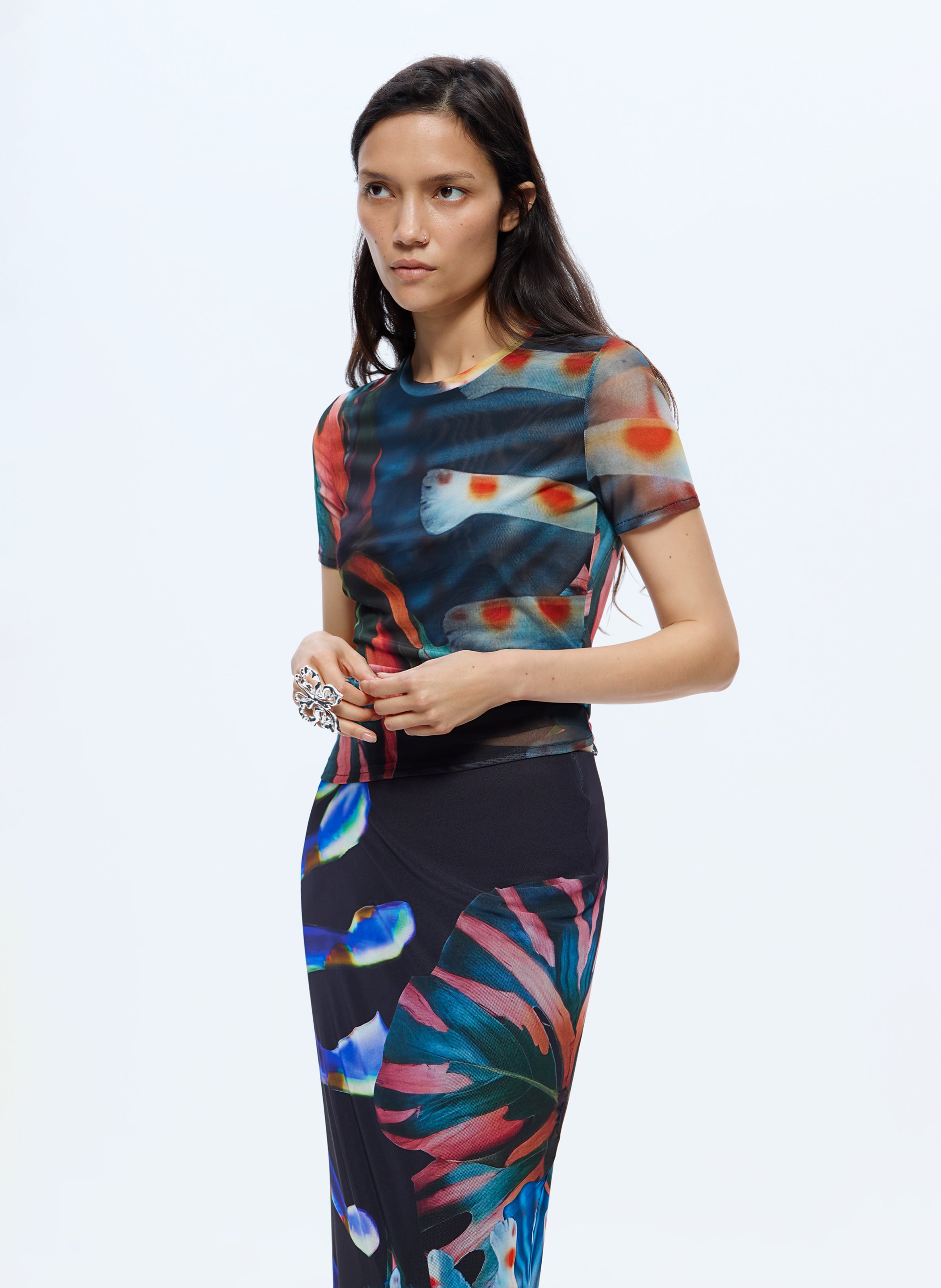 Lange jurk met ronde hals DESIGUAL Black