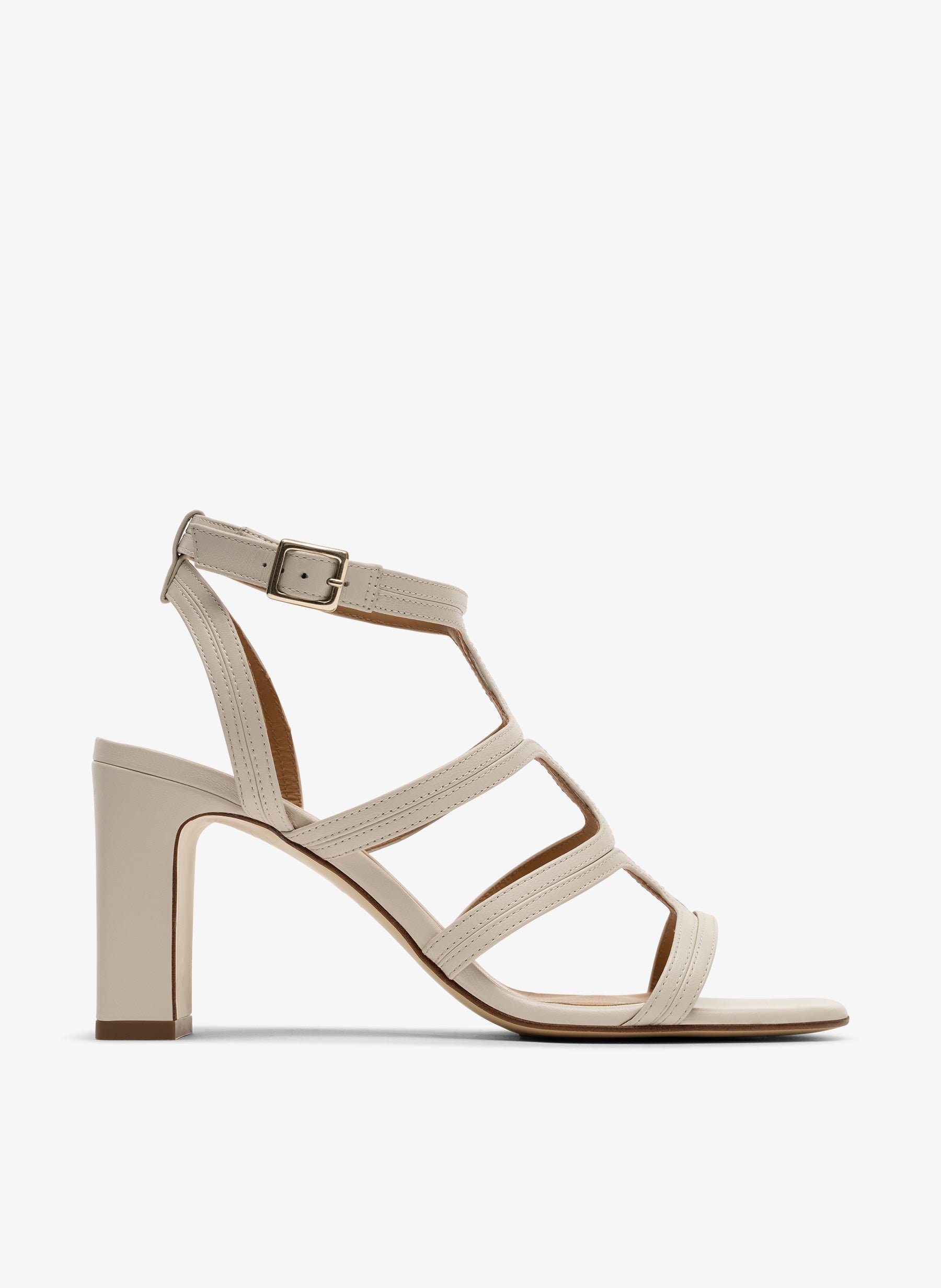 Sandales en cuir nappa latte PARALLELE PARIS Blanc