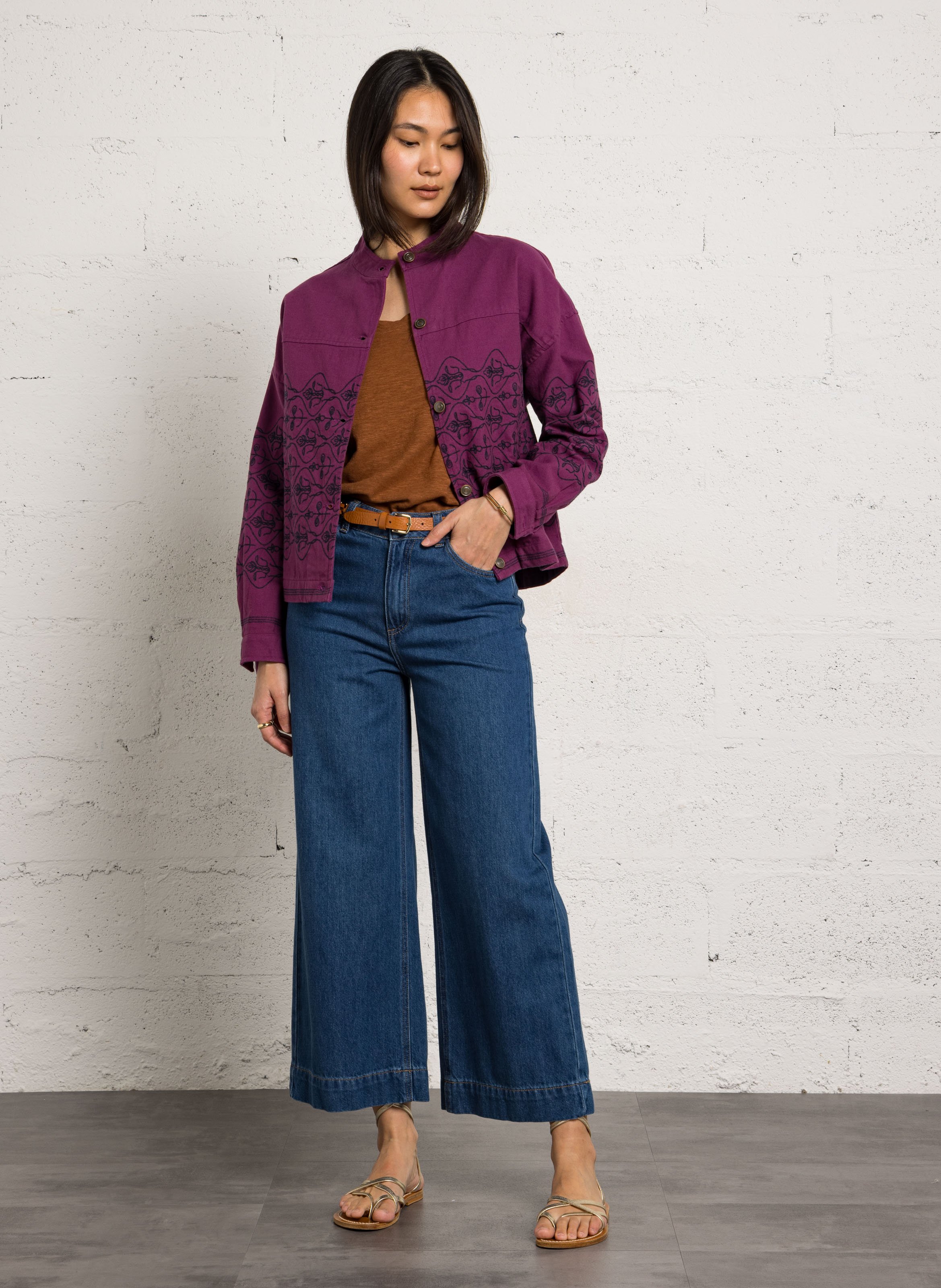 Veste courte ample à broderies MAISON 123 Violet